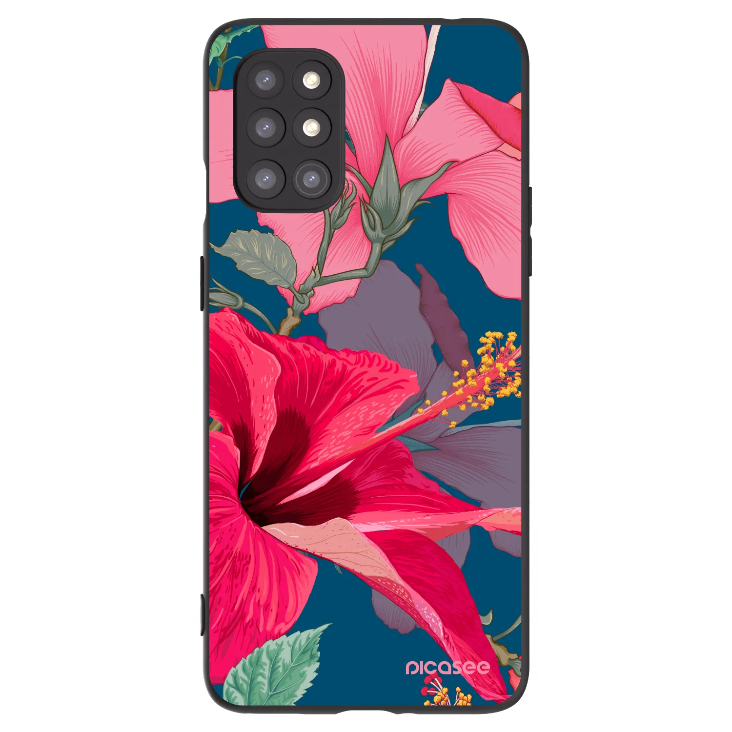 Picasee crna silikonska maskica za OnePlus 8T - Hibiscus