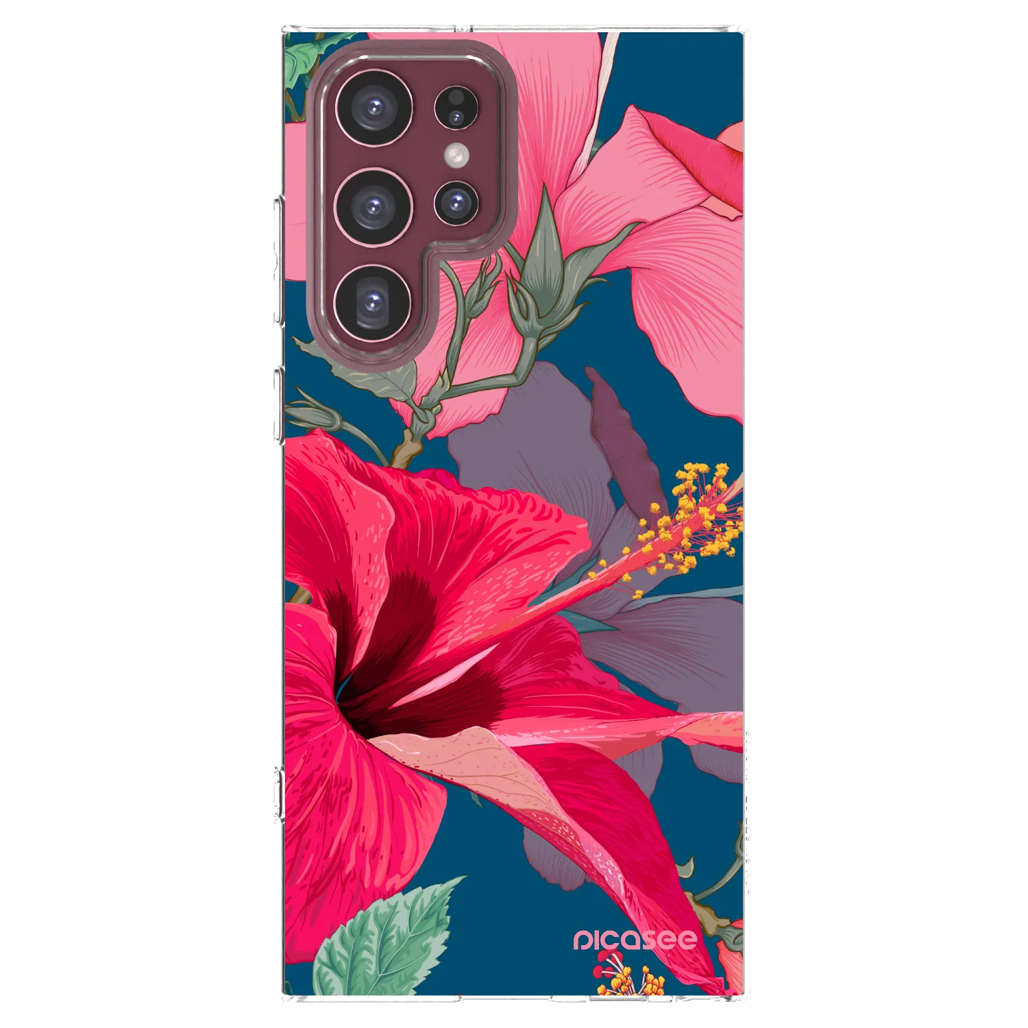 Picasee silikonska prozirna maskica za Samsung Galaxy S22 Ultra 5G - Hibiscus