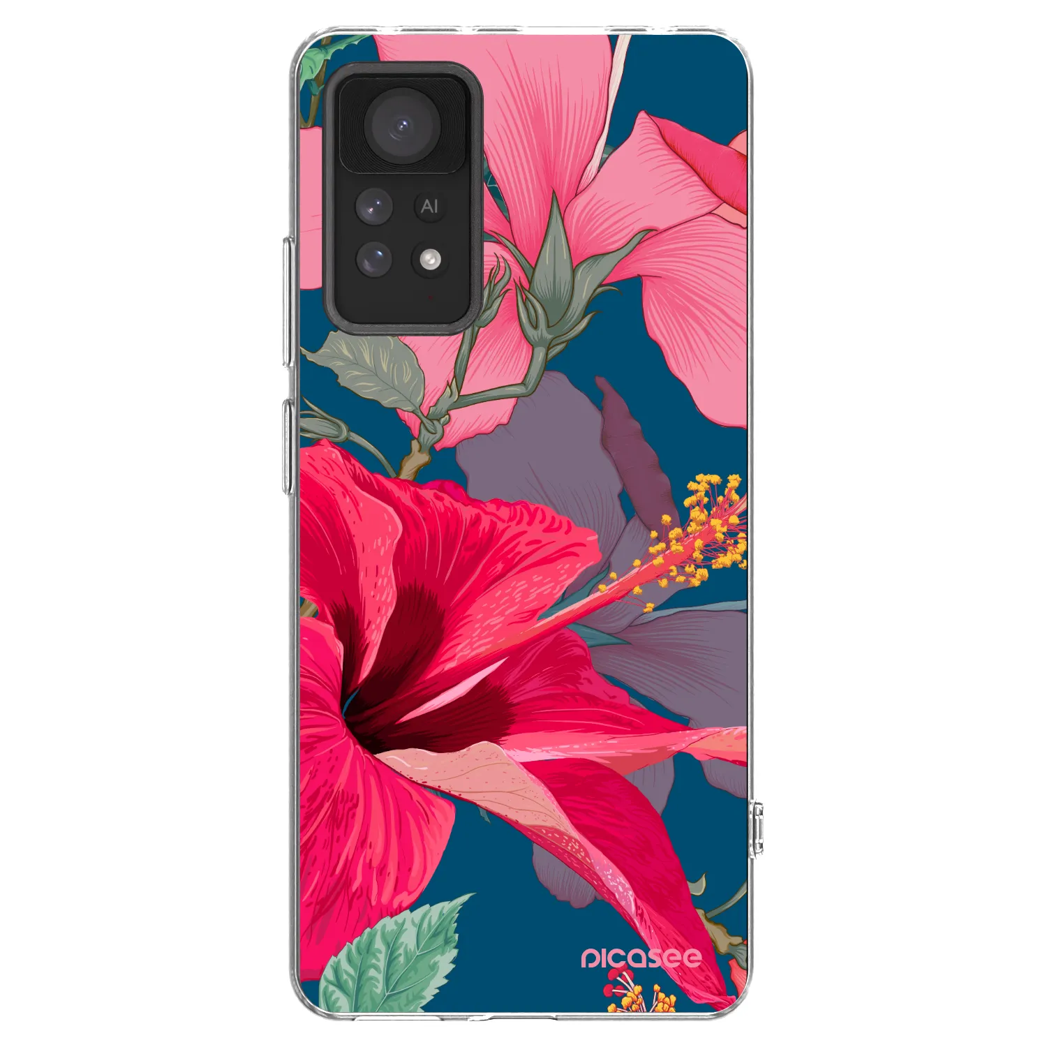 Picasee silikonska prozirna maskica za Xiaomi Redmi Note 11 Pro - Hibiscus