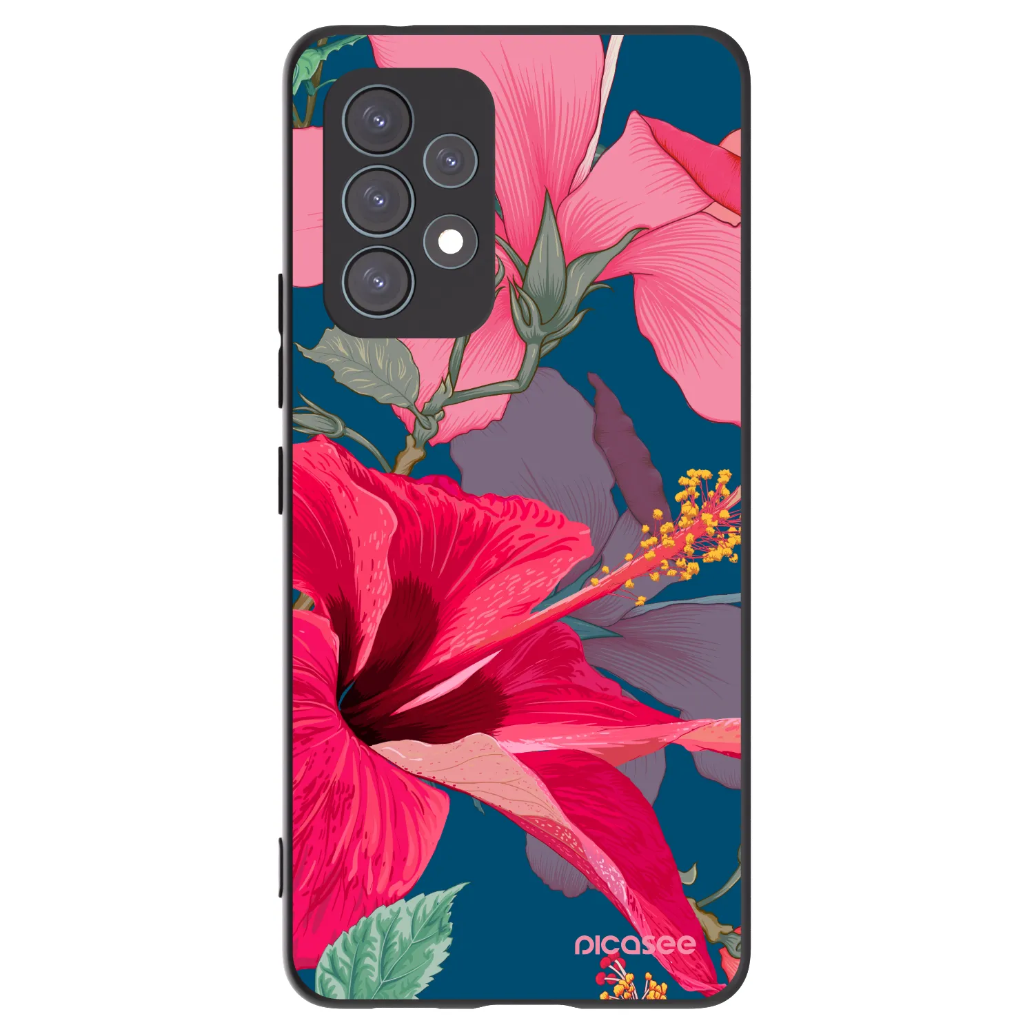 Picasee crna silikonska maskica za Samsung Galaxy A53 5G A536 - Hibiscus