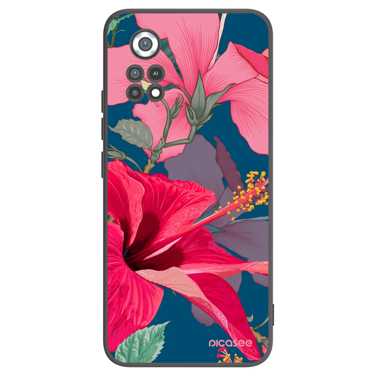 Picasee crna silikonska maskica za Xiaomi Poco X4 Pro 5G - Hibiscus