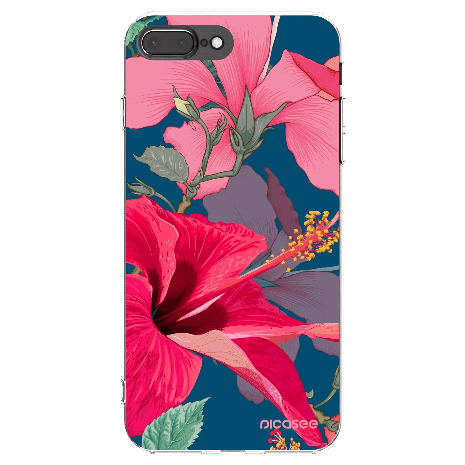 Picasee silikonska prozirna maskica za Apple iPhone 8 Plus - Hibiscus