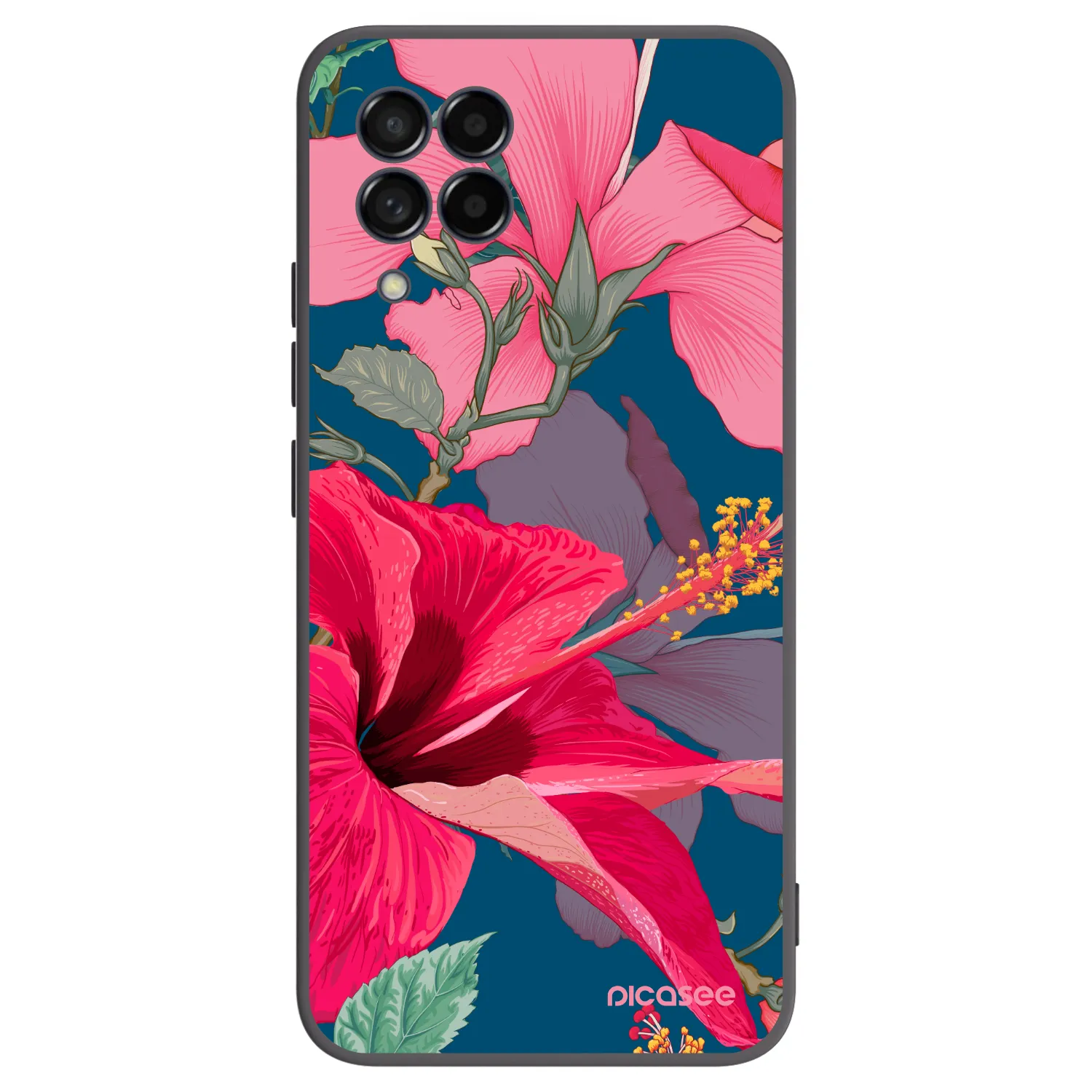 Picasee crna silikonska maskica za Samsung Galaxy M53 5G - Hibiscus