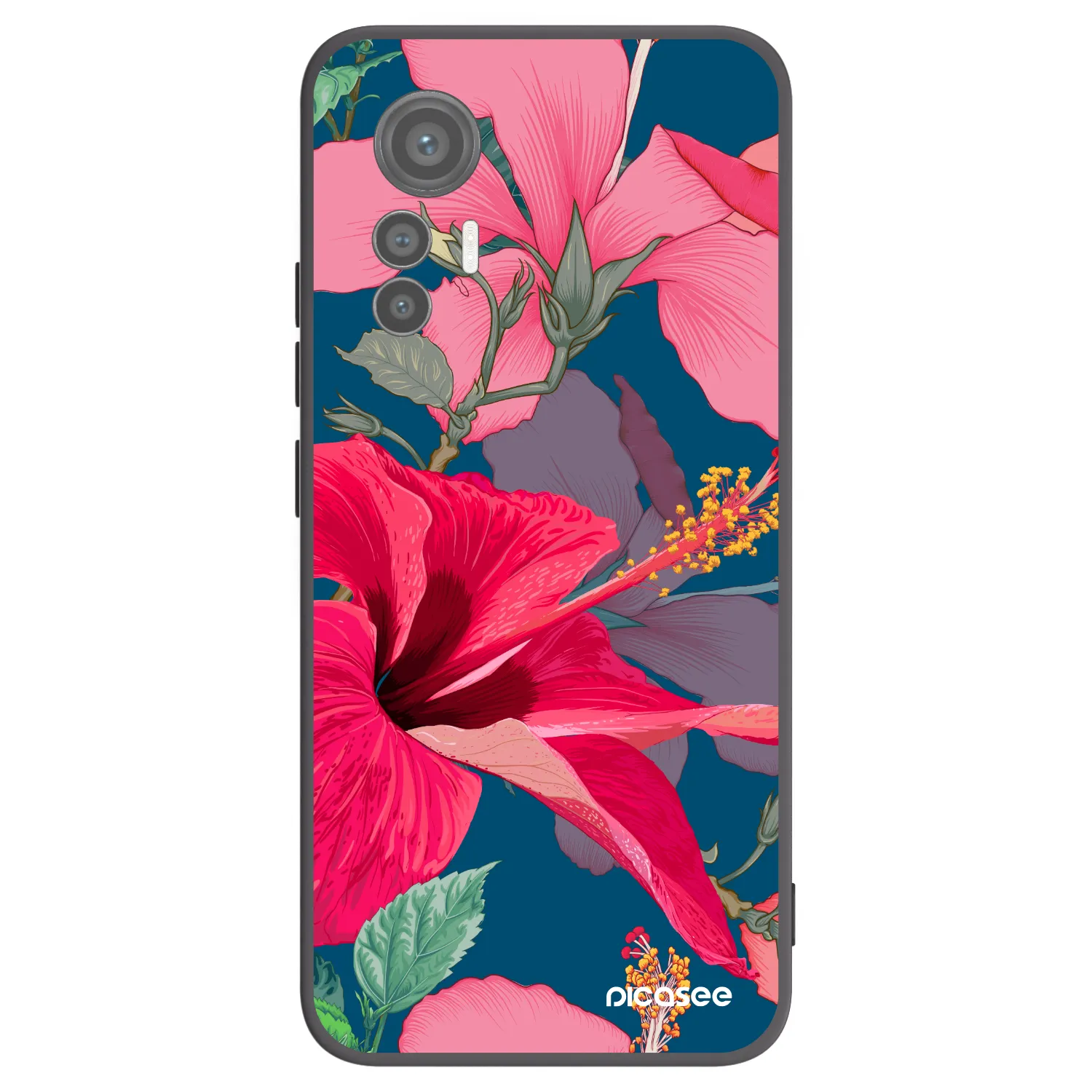 Picasee crna silikonska maskica za Xiaomi 12 Lite - Hibiscus