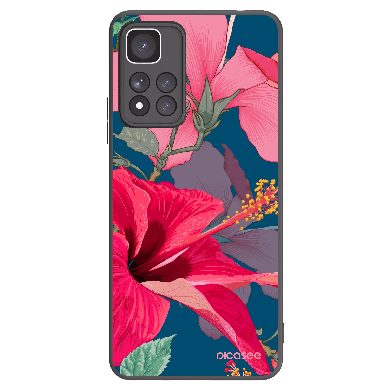 Picasee crna silikonska maskica za Xiaomi Redmi Note 11 Pro+ 5G - Hibiscus
