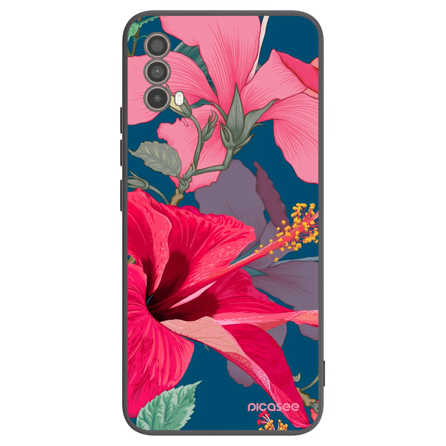 Picasee crna silikonska maskica za Motorola Moto E40 - Hibiscus