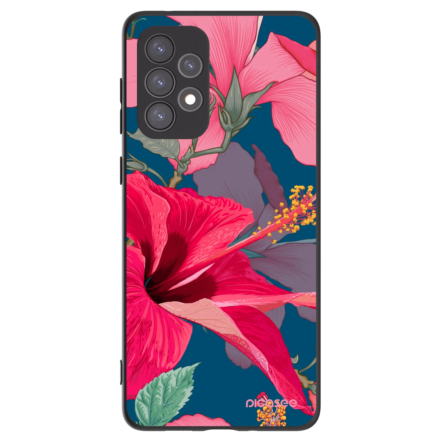 Picasee crna silikonska maskica za Samsung Galaxy A73 5G - Hibiscus
