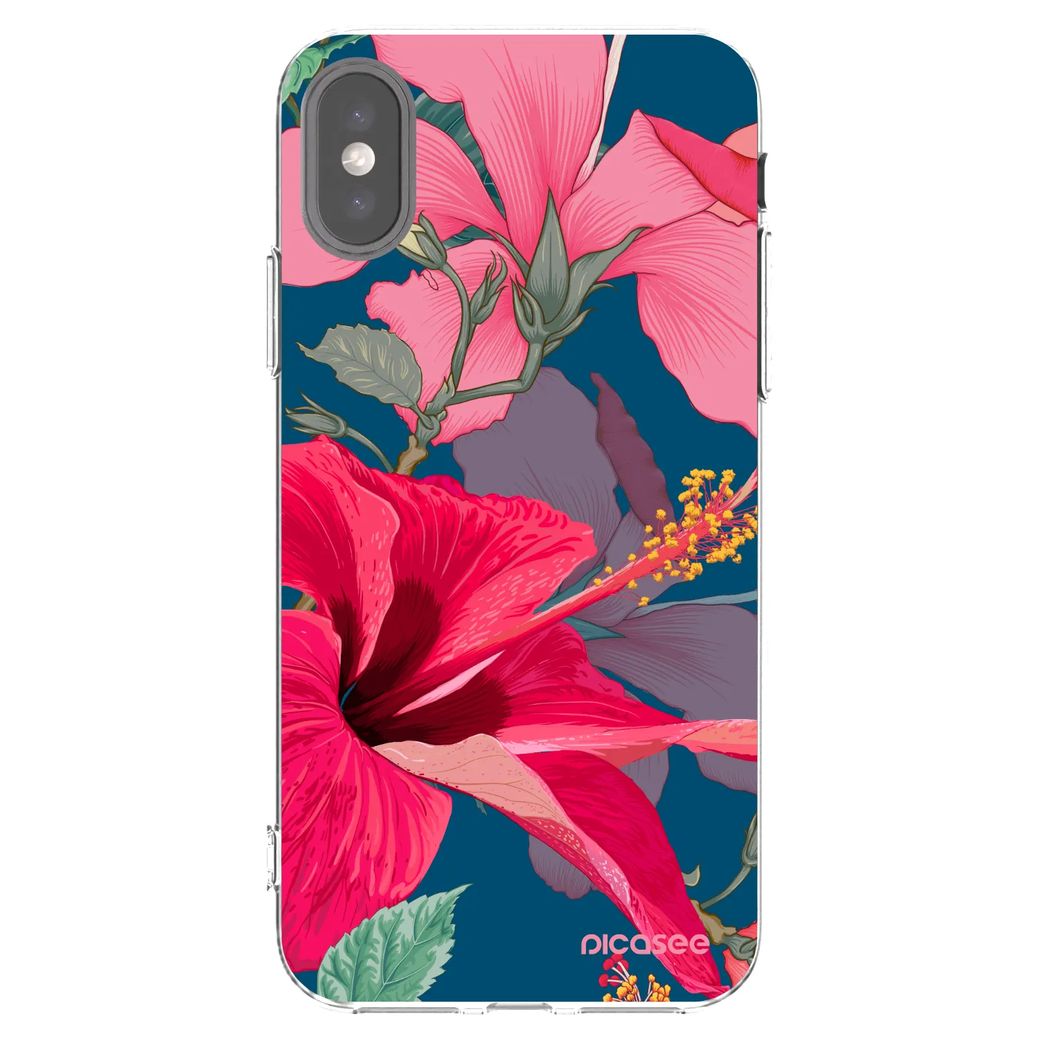Picasee silikonska prozirna maskica za Apple iPhone X/XS - Hibiscus