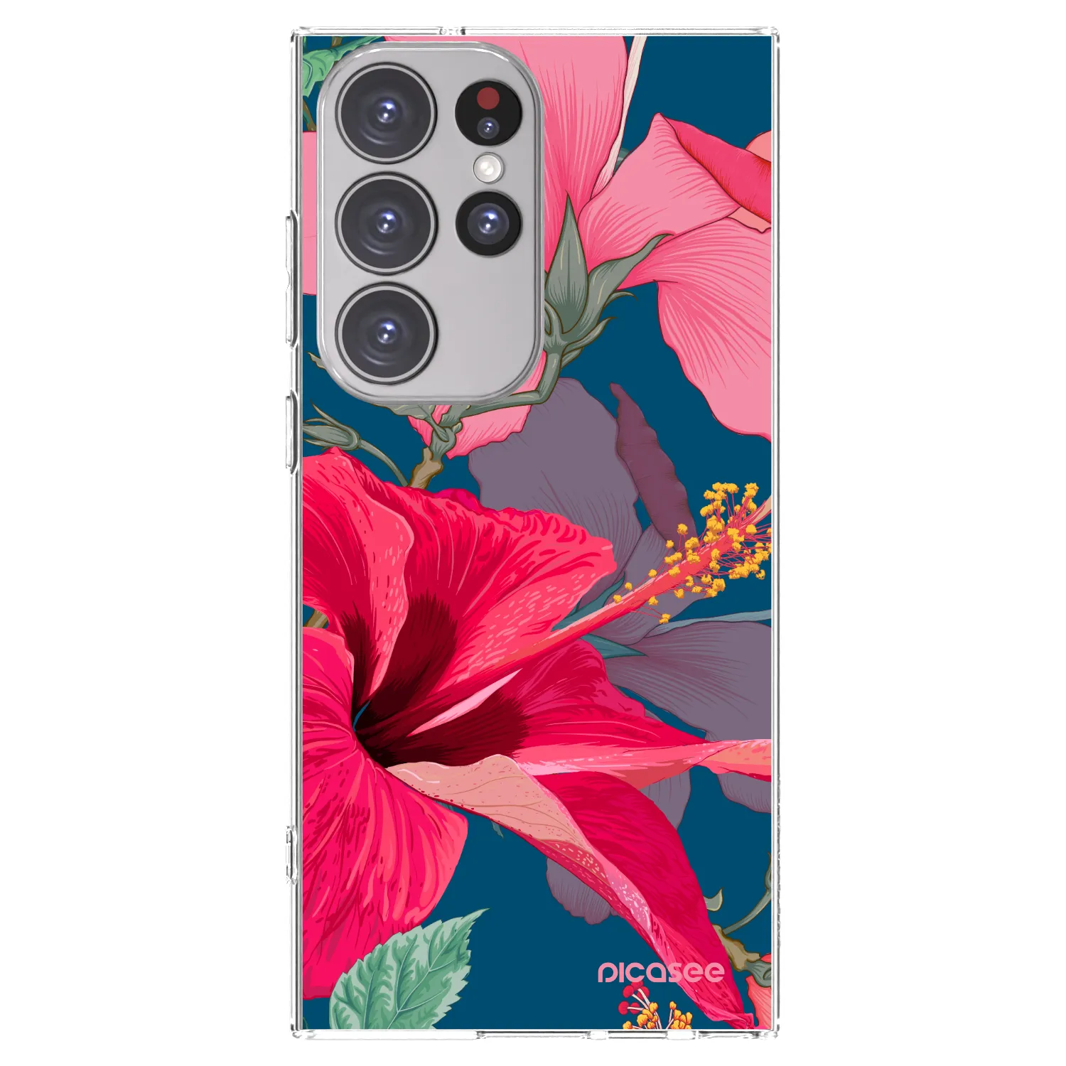 Picasee silikonska prozirna maskica za Samsung Galaxy S23 Ultra 5G - Hibiscus