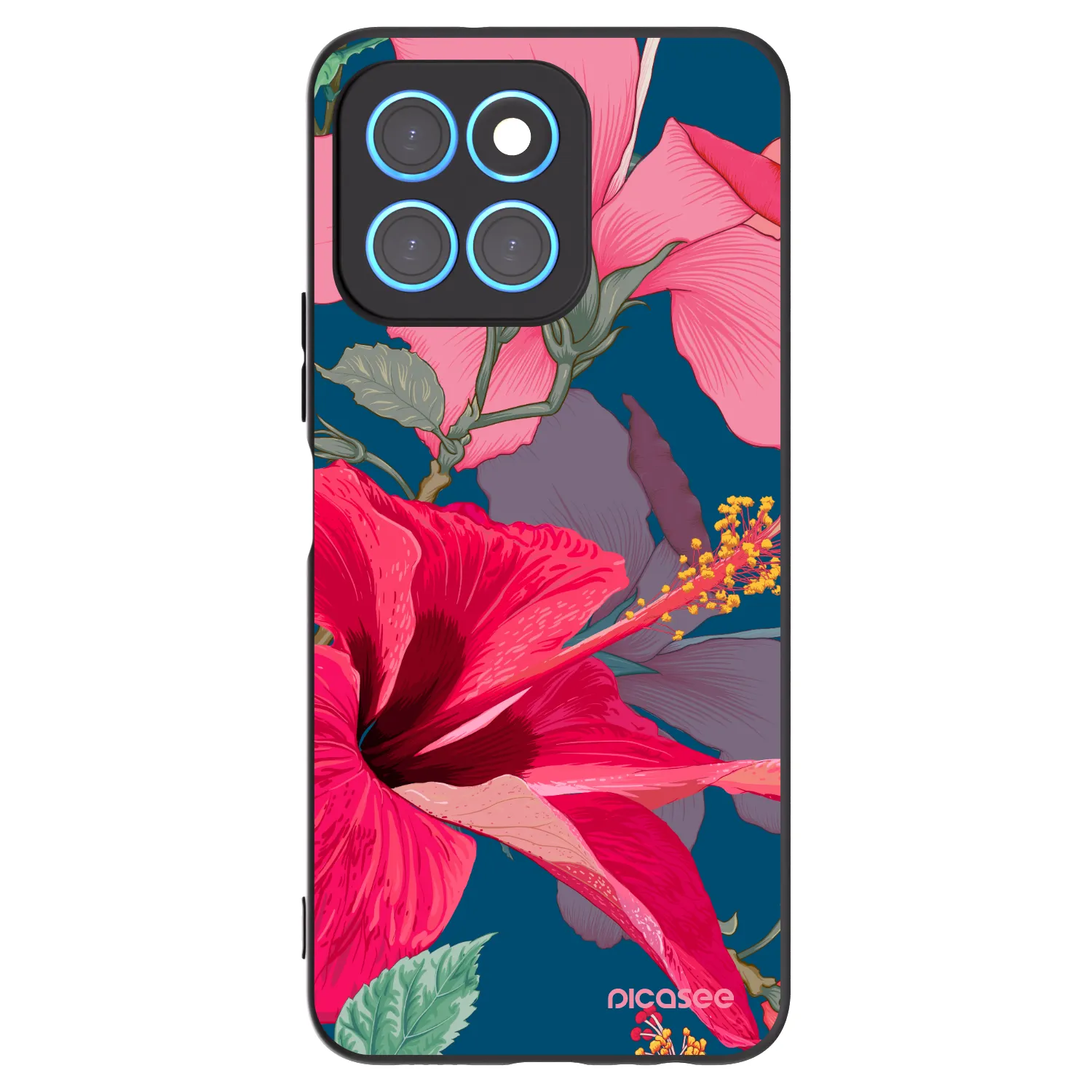 Picasee crna silikonska maskica za Honor X8 5G - Hibiscus