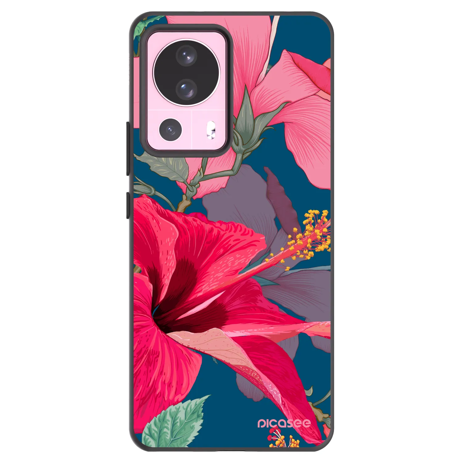 Picasee crna silikonska maskica za Xiaomi 13 Lite - Hibiscus