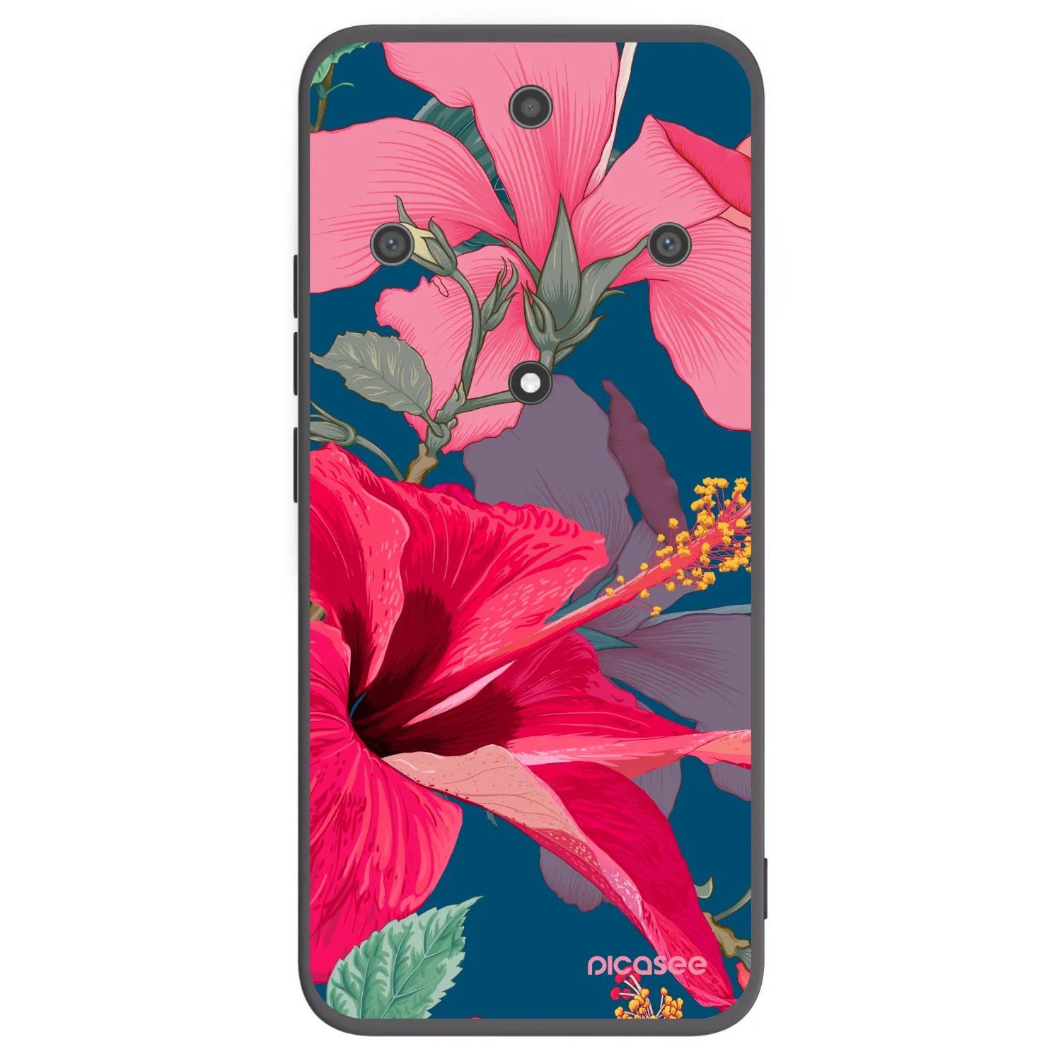 Picasee crna silikonska maskica za Honor Magic5 Lite 5G - Hibiscus