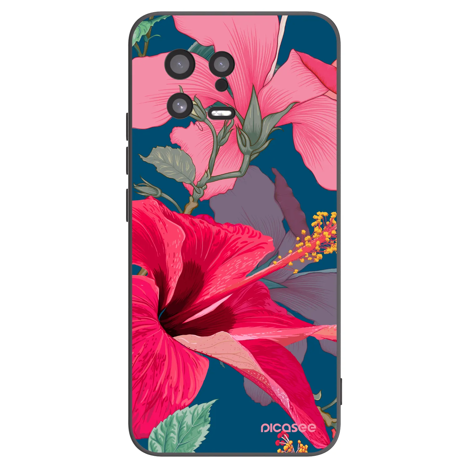 Picasee crna silikonska maskica za Xiaomi 13 - Hibiscus