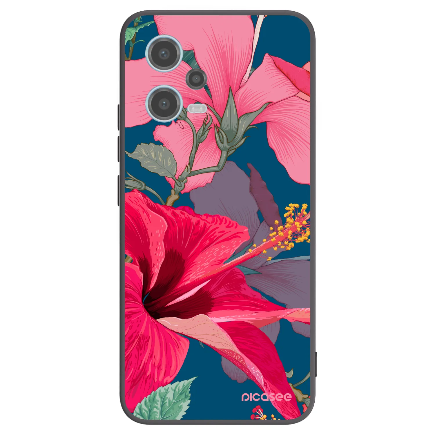 Picasee crna silikonska maskica za Xiaomi Redmi Note 12 5G - Hibiscus