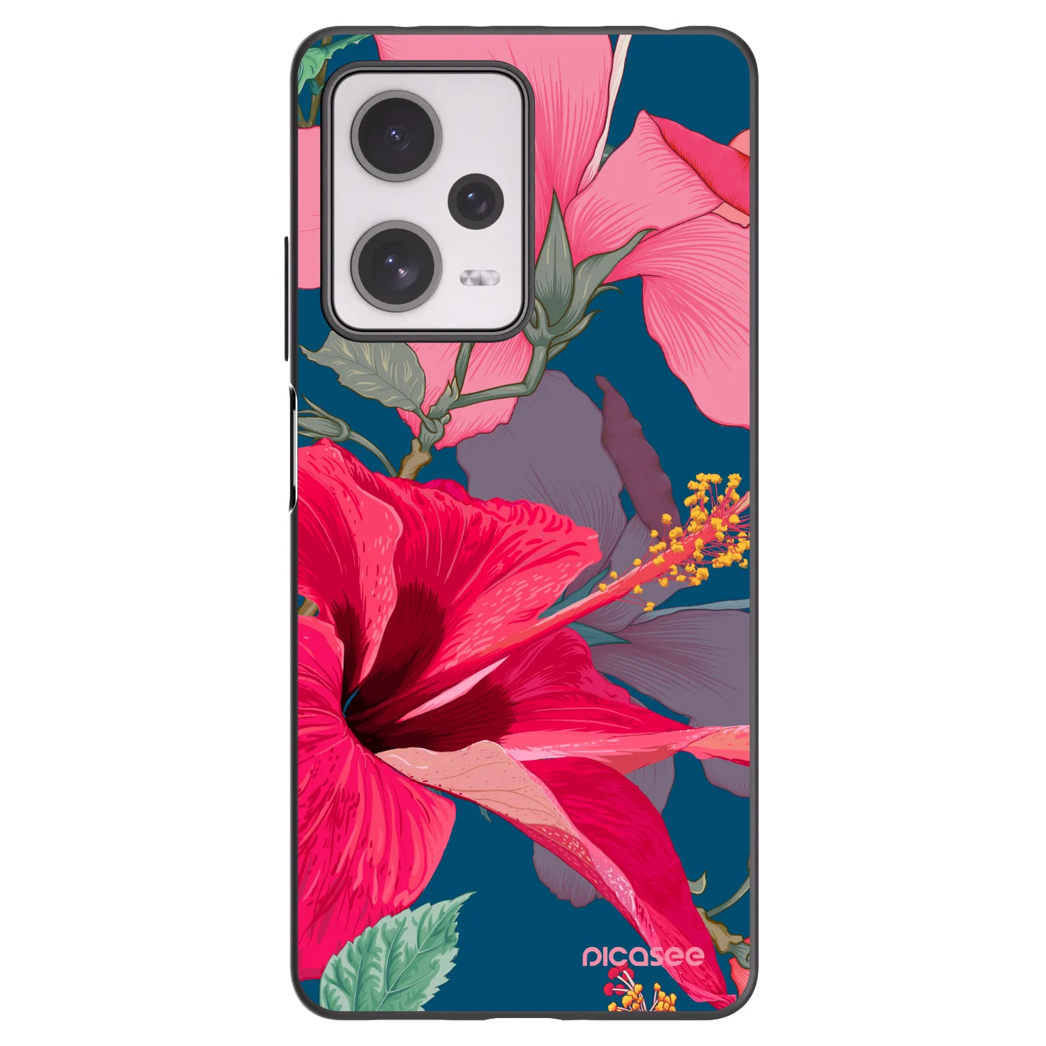 Picasee crna silikonska maskica za Xiaomi Redmi Note 12 Pro+ 5G - Hibiscus