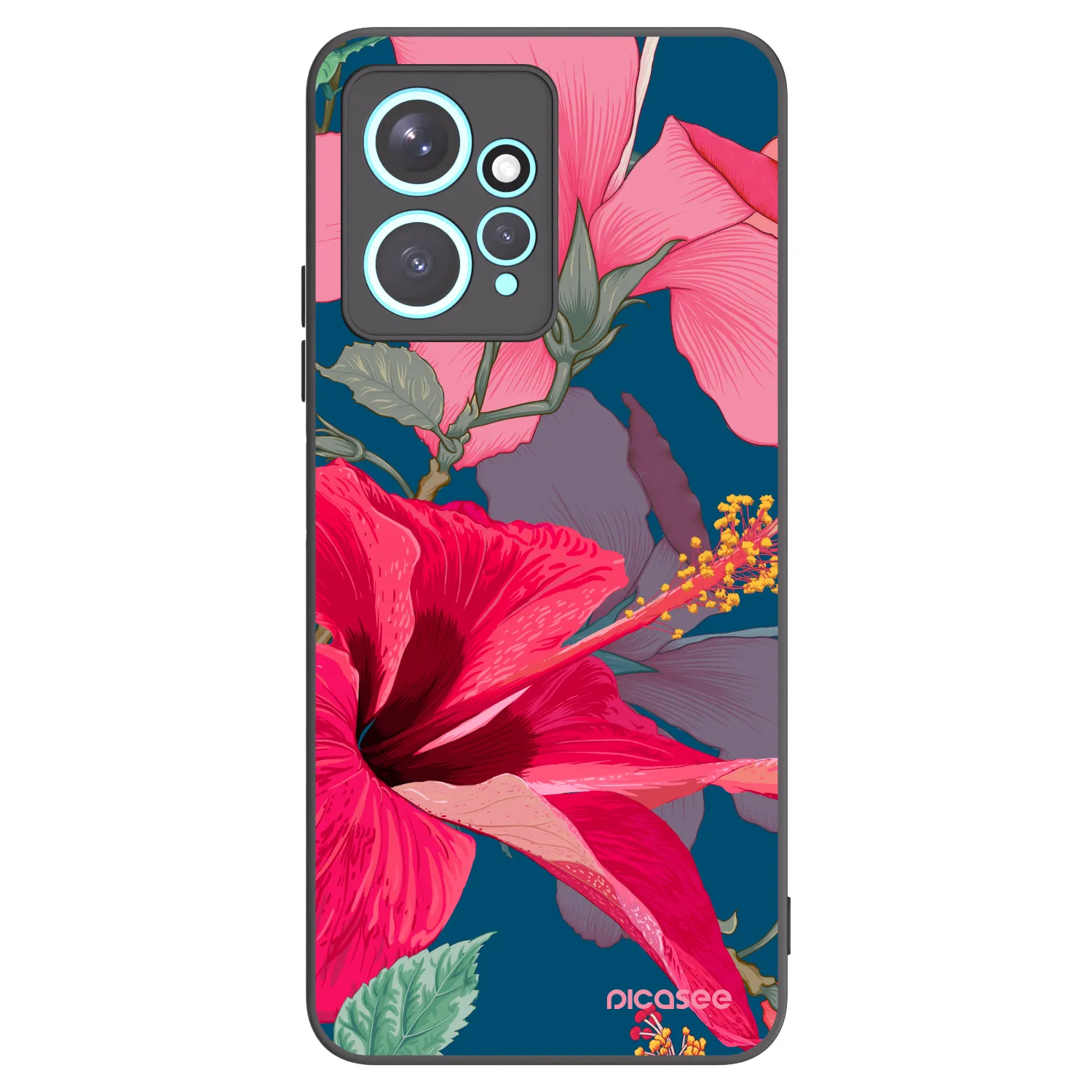 Picasee crna silikonska maskica za Xiaomi Redmi Note 12 4G - Hibiscus