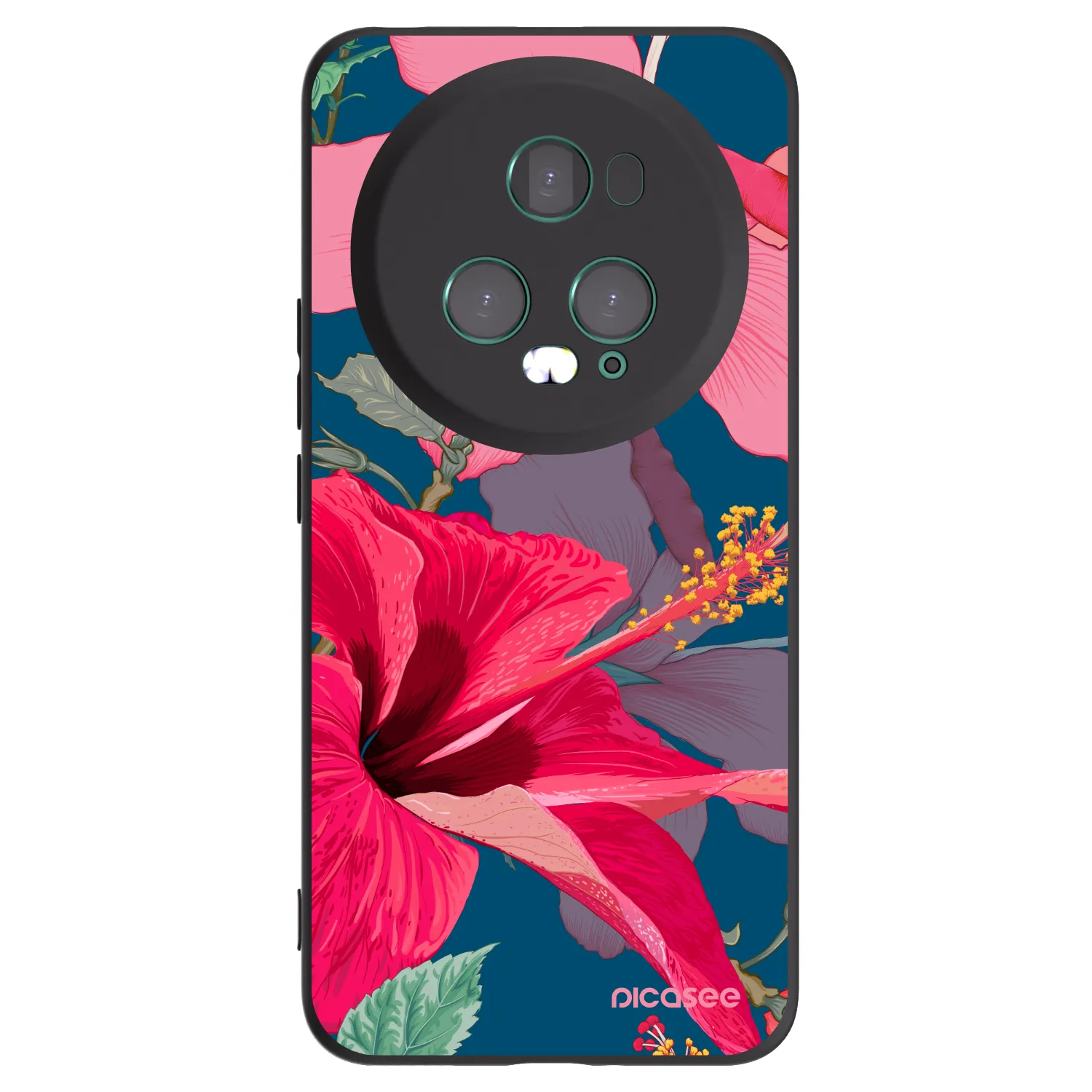Picasee crna silikonska maskica za Honor Magic5 Pro - Hibiscus
