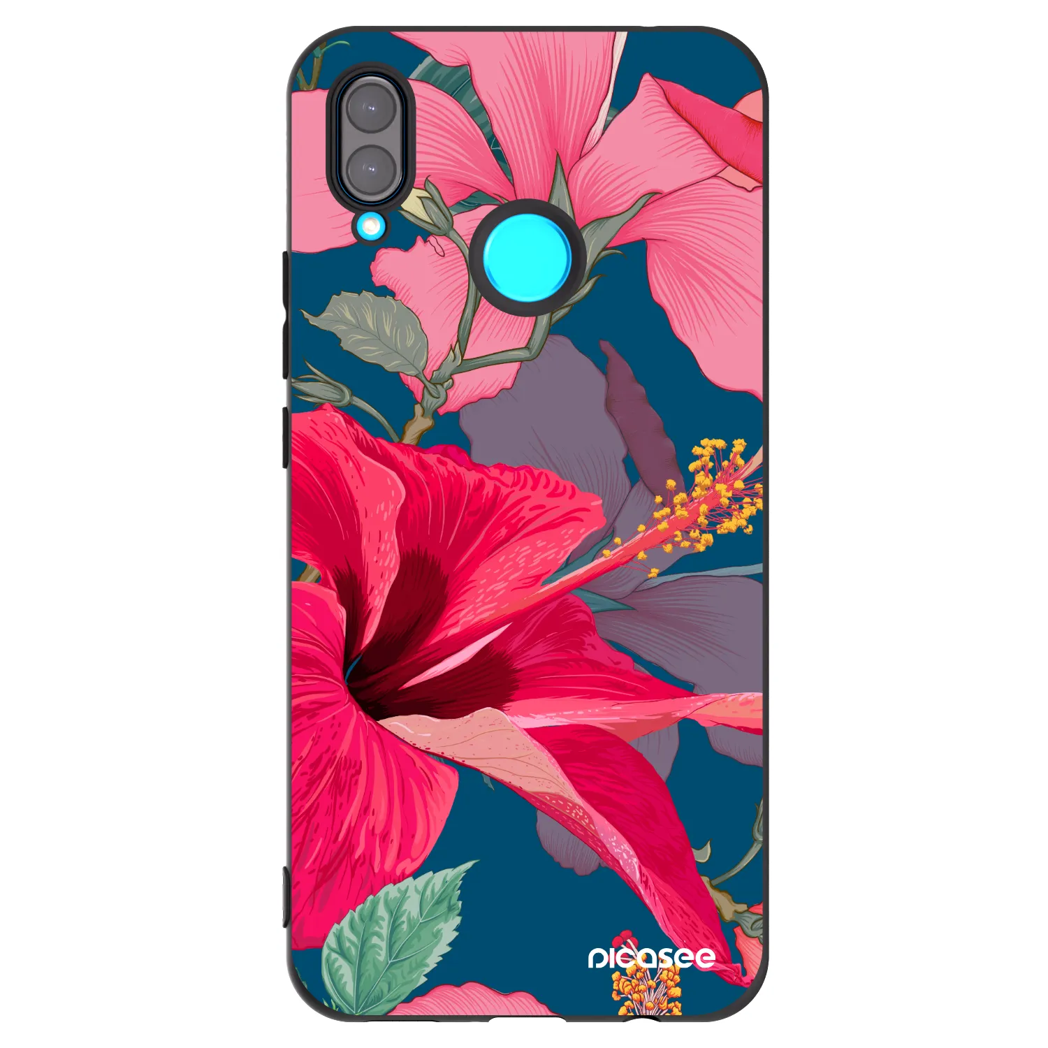 Picasee crna silikonska maskica za Huawei Nova 3 - Hibiscus