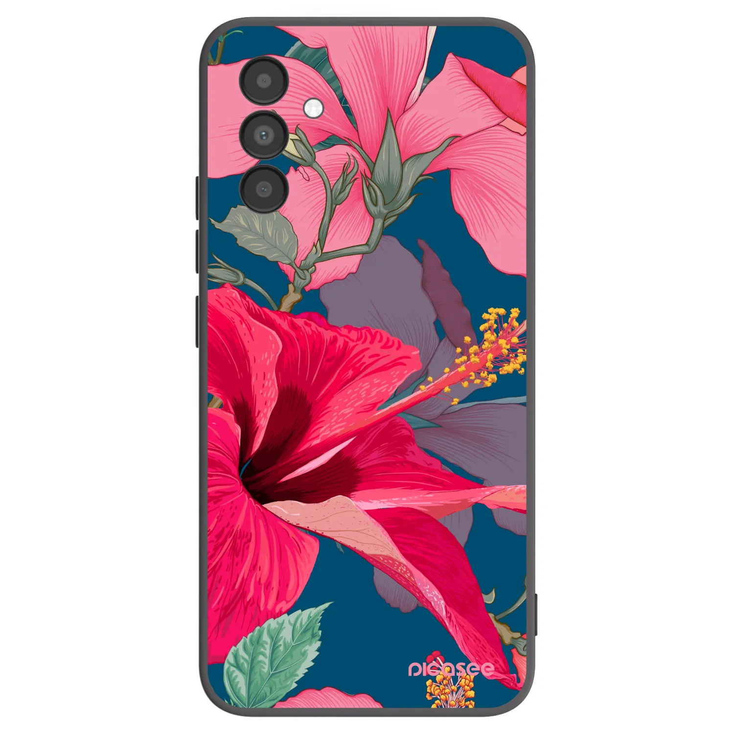Picasee crna silikonska maskica za Samsung Galaxy A04s A047F - Hibiscus