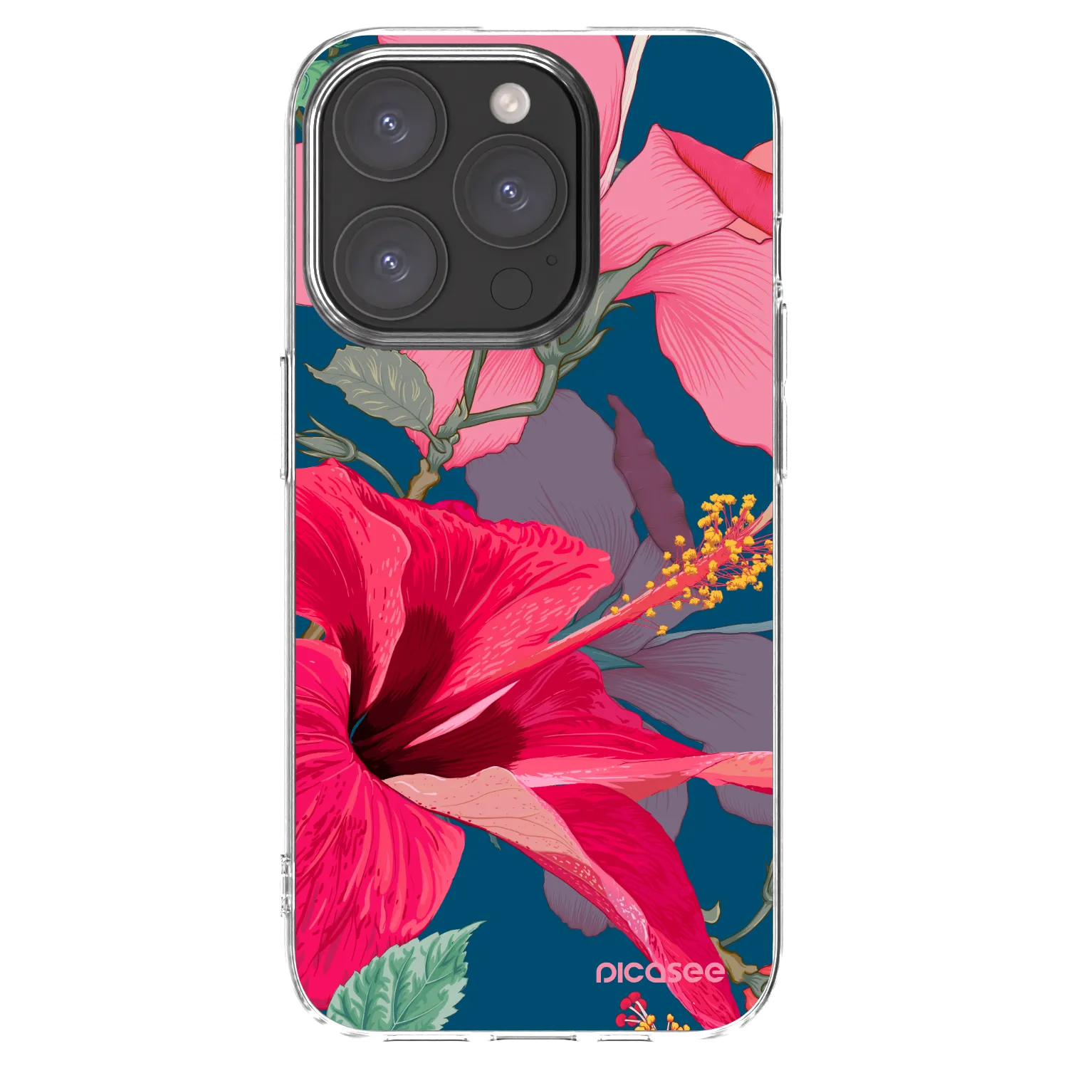 Picasee silikonska prozirna maskica za Apple iPhone 15 Pro - Hibiscus