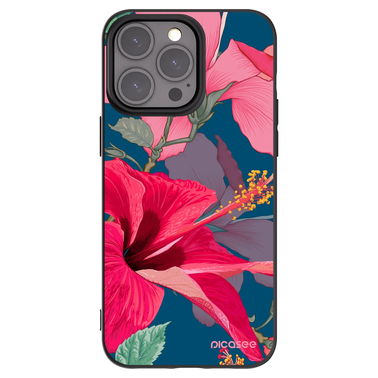 Picasee crna silikonska maskica za Apple iPhone 15 Pro Max - Hibiscus