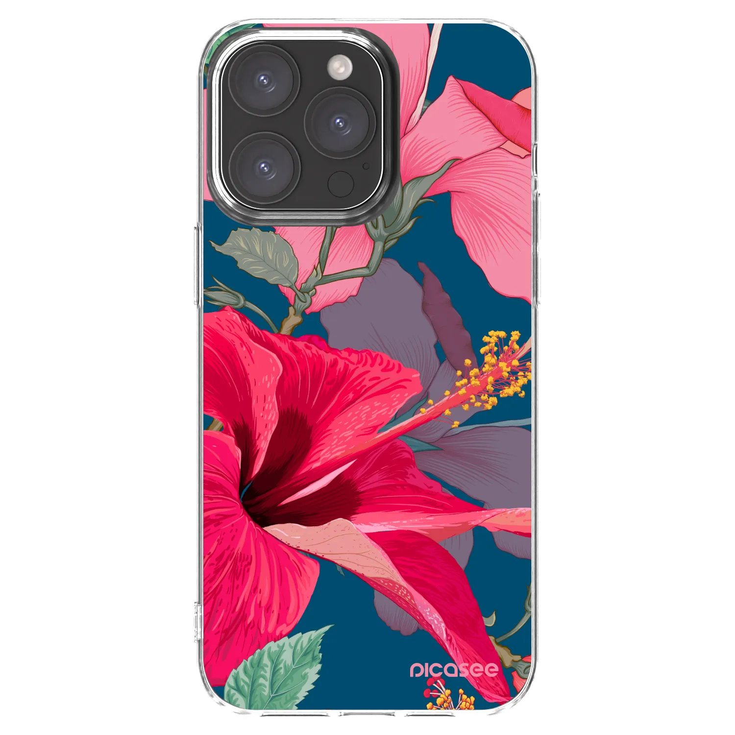 Picasee silikonska prozirna maskica za Apple iPhone 15 Pro Max - Hibiscus