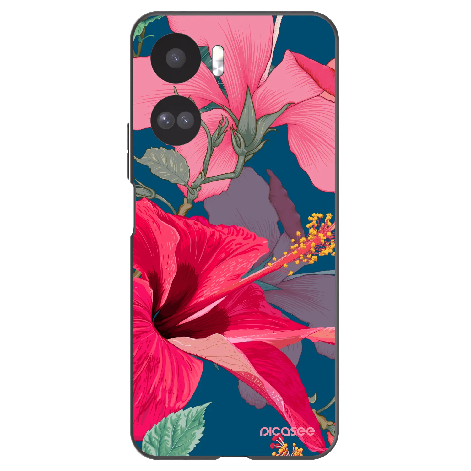 Picasee crna silikonska maskica za Honor 90 Lite 5G - Hibiscus
