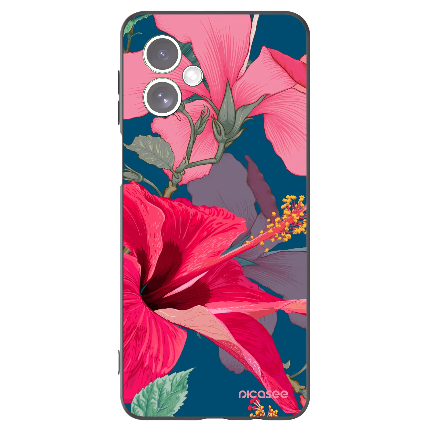 Picasee crna silikonska maskica za Motorola Moto G54 5G - Hibiscus
