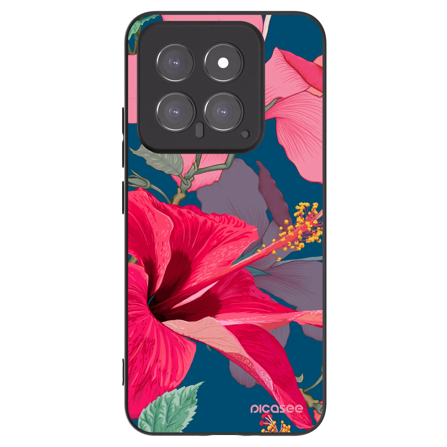 Picasee crna silikonska maskica za Xiaomi 14 - Hibiscus