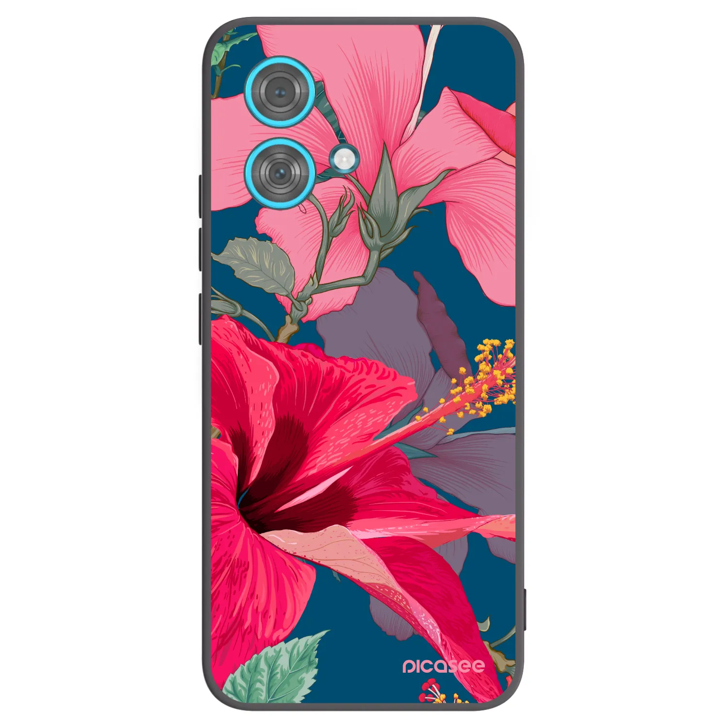 Picasee crna silikonska maskica za Motorola Edge 40 Neo - Hibiscus