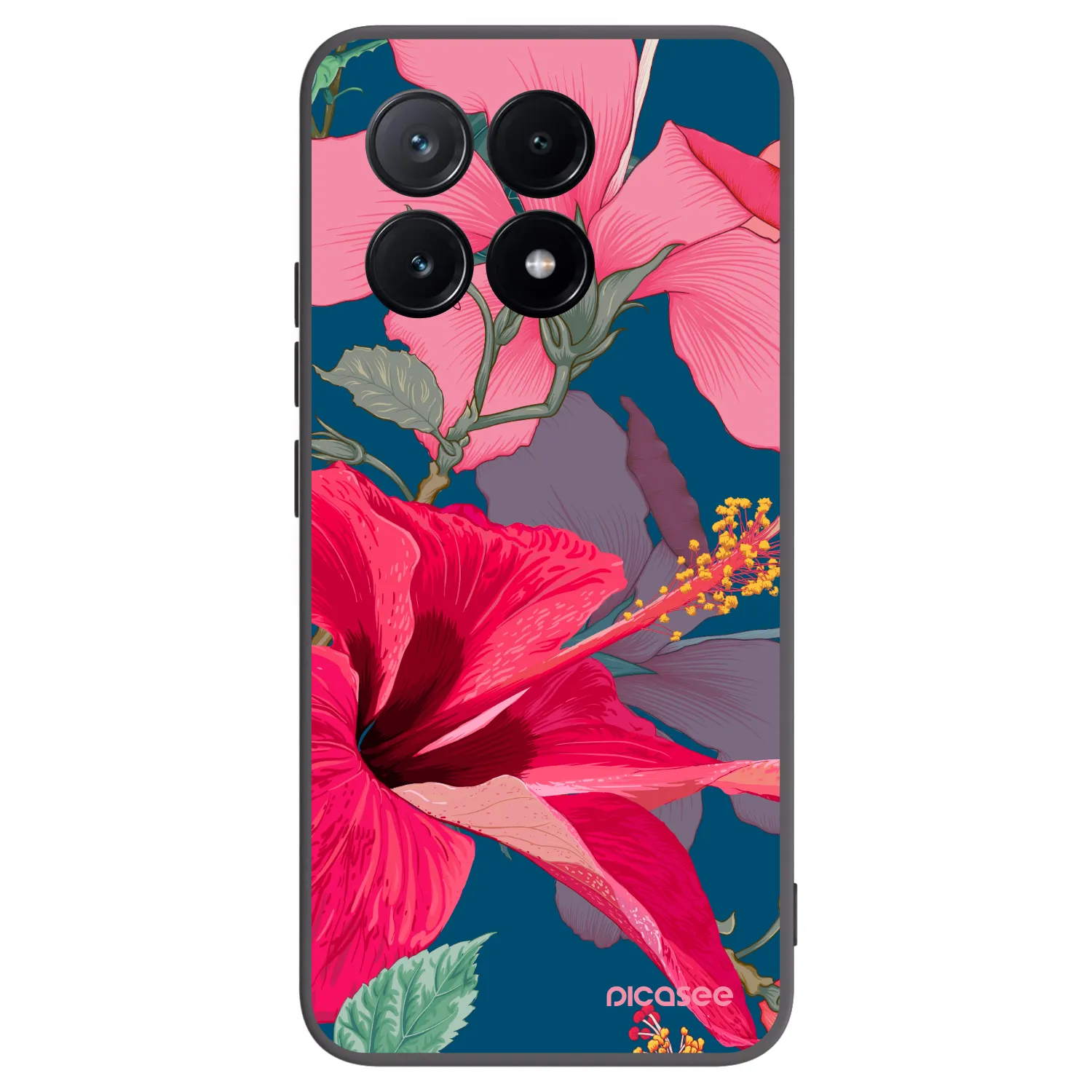 Picasee crna silikonska maskica za Xiaomi Poco X6 Pro - Hibiscus