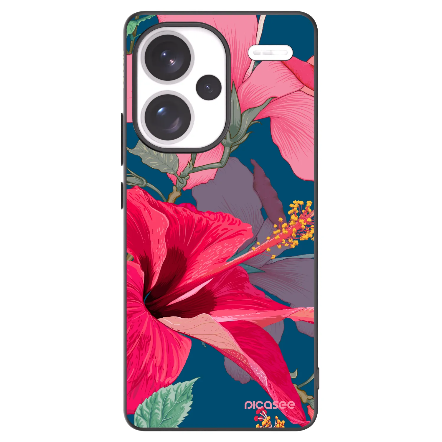 Picasee crna silikonska maskica za Xiaomi Redmi Note 13 Pro+ 5G - Hibiscus