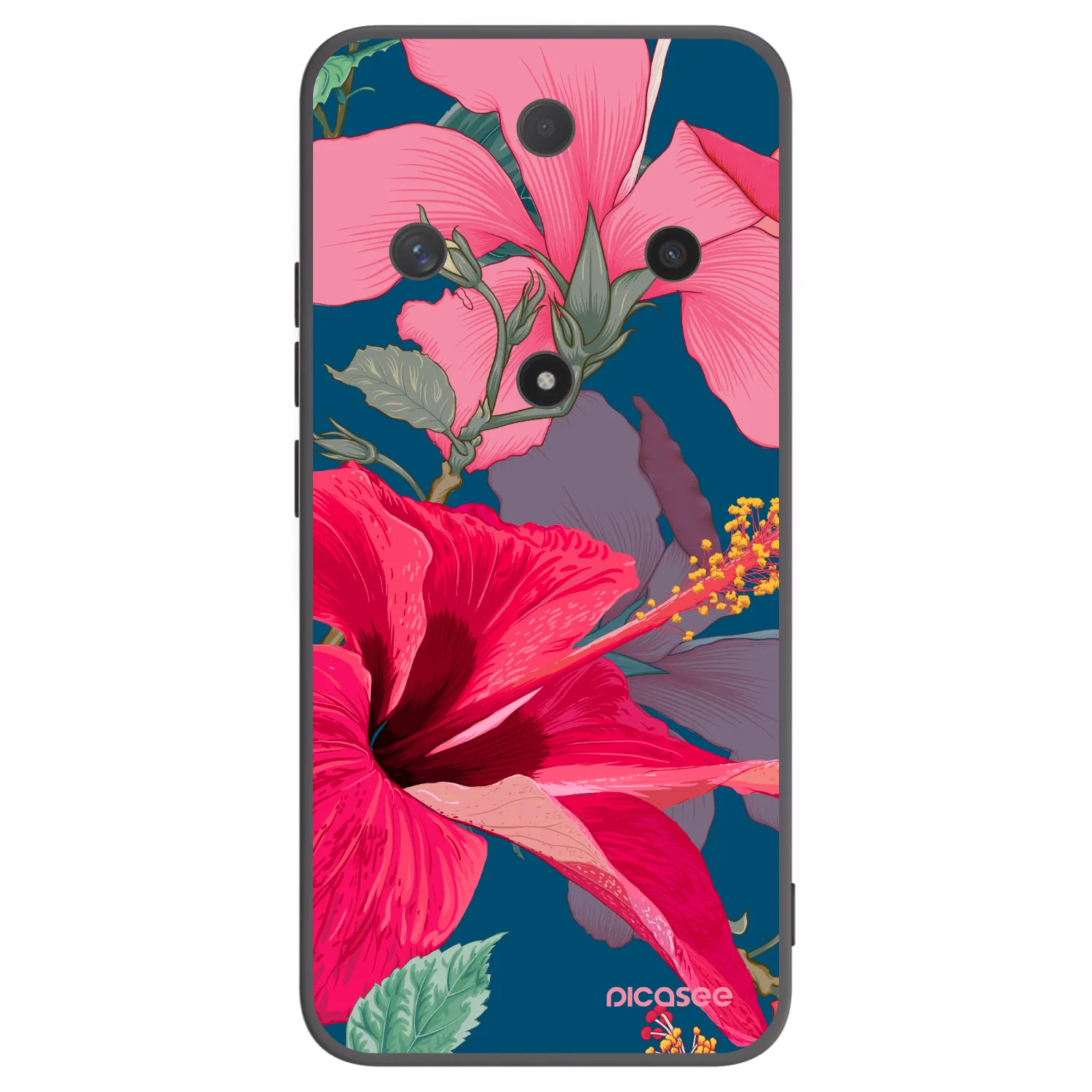 Picasee crna silikonska maskica za Honor Magic6 Lite 5G - Hibiscus