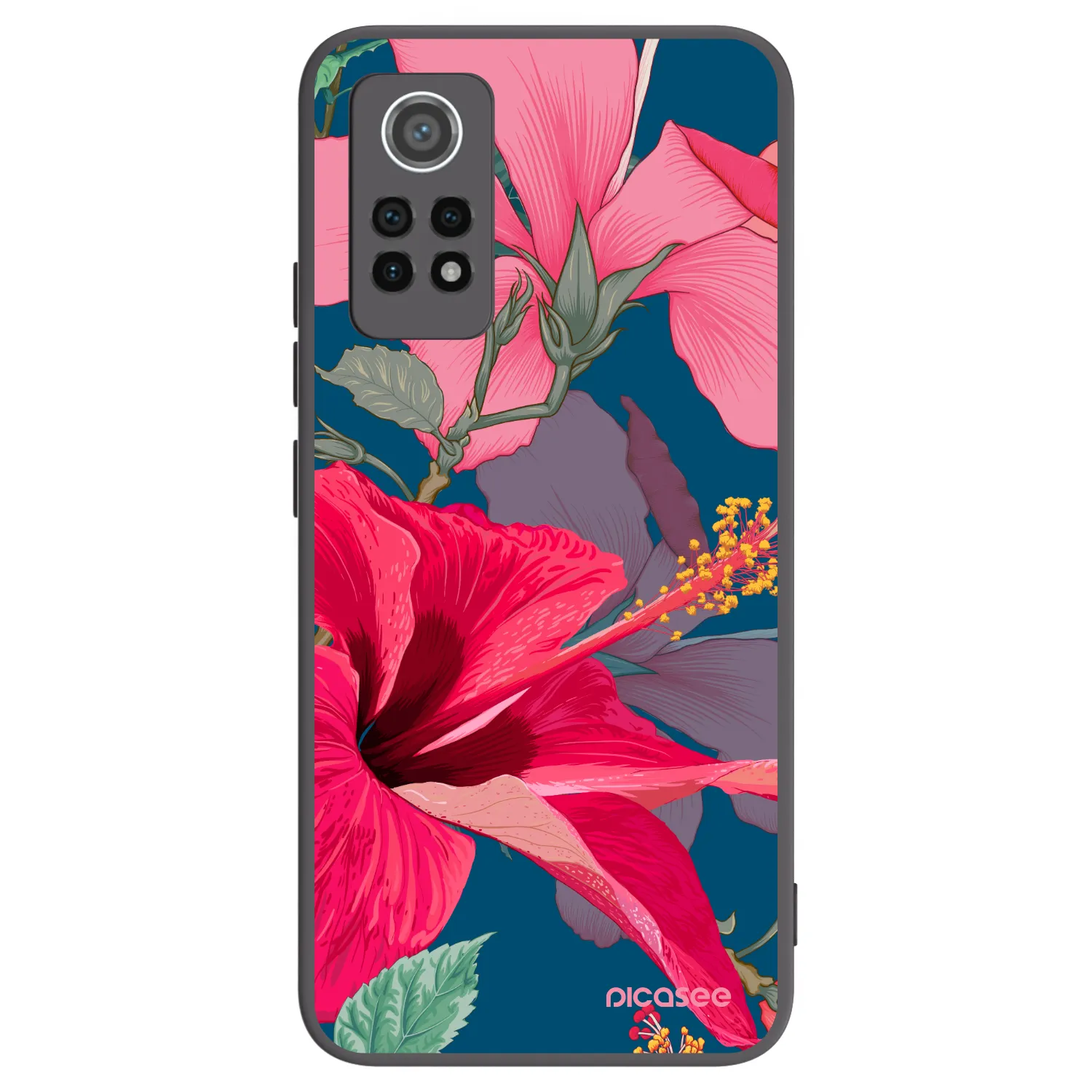 Picasee crna silikonska maskica za Xiaomi Redmi Note 12 Pro 4G - Hibiscus