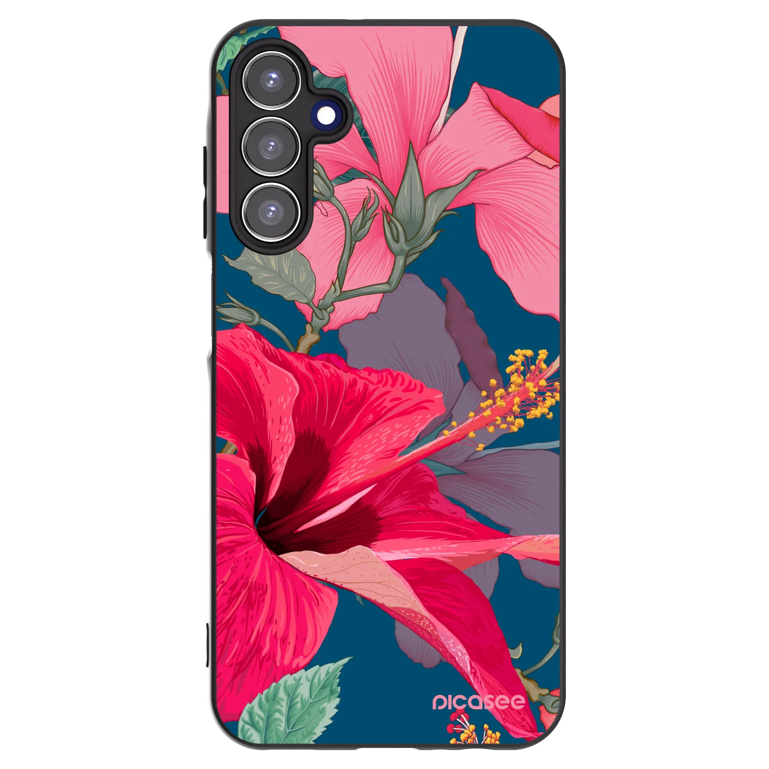 Picasee crna silikonska maskica za Samsung Galaxy A15 A155F 4G - Hibiscus