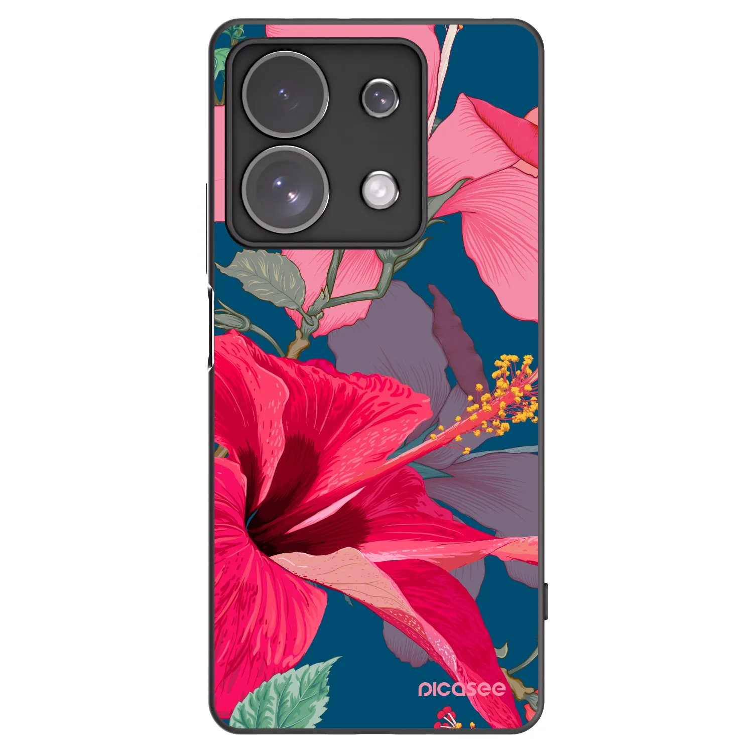 Picasee crna silikonska maskica za Xiaomi Redmi Note 13 Pro 4G - Hibiscus