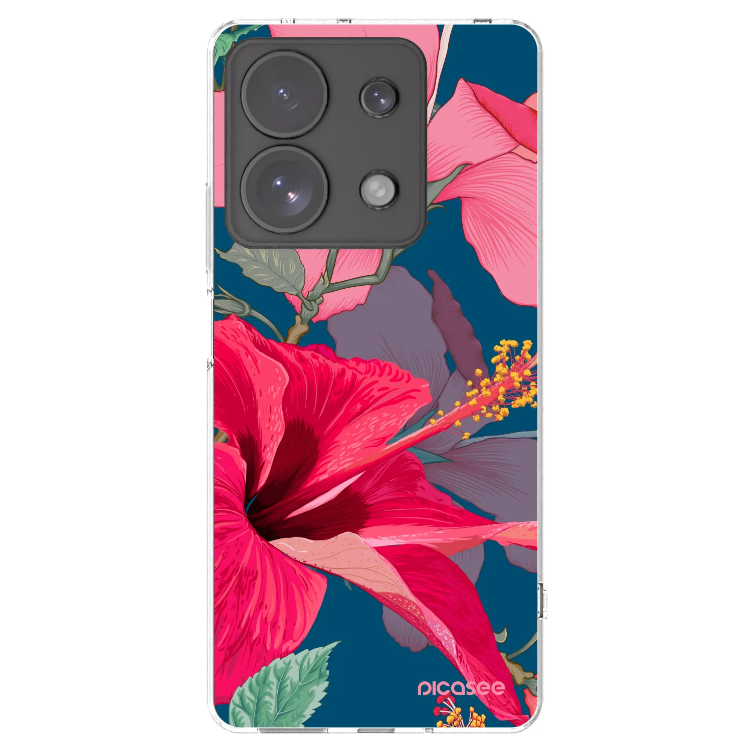 Picasee silikonska prozirna maskica za Xiaomi Redmi Note 13 Pro 4G - Hibiscus