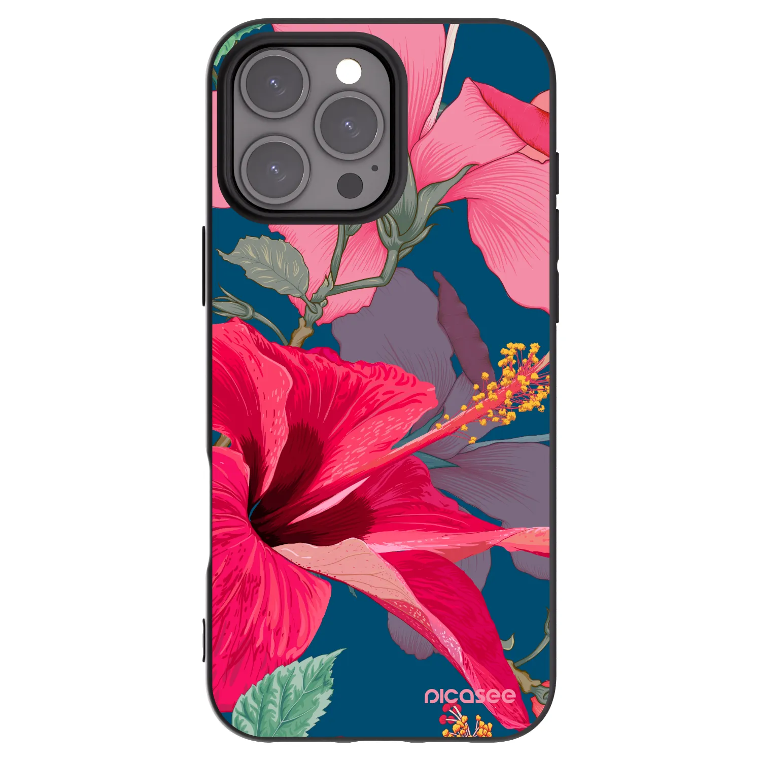 Picasee crna silikonska maskica za Apple iPhone 16 Pro Max - Hibiscus