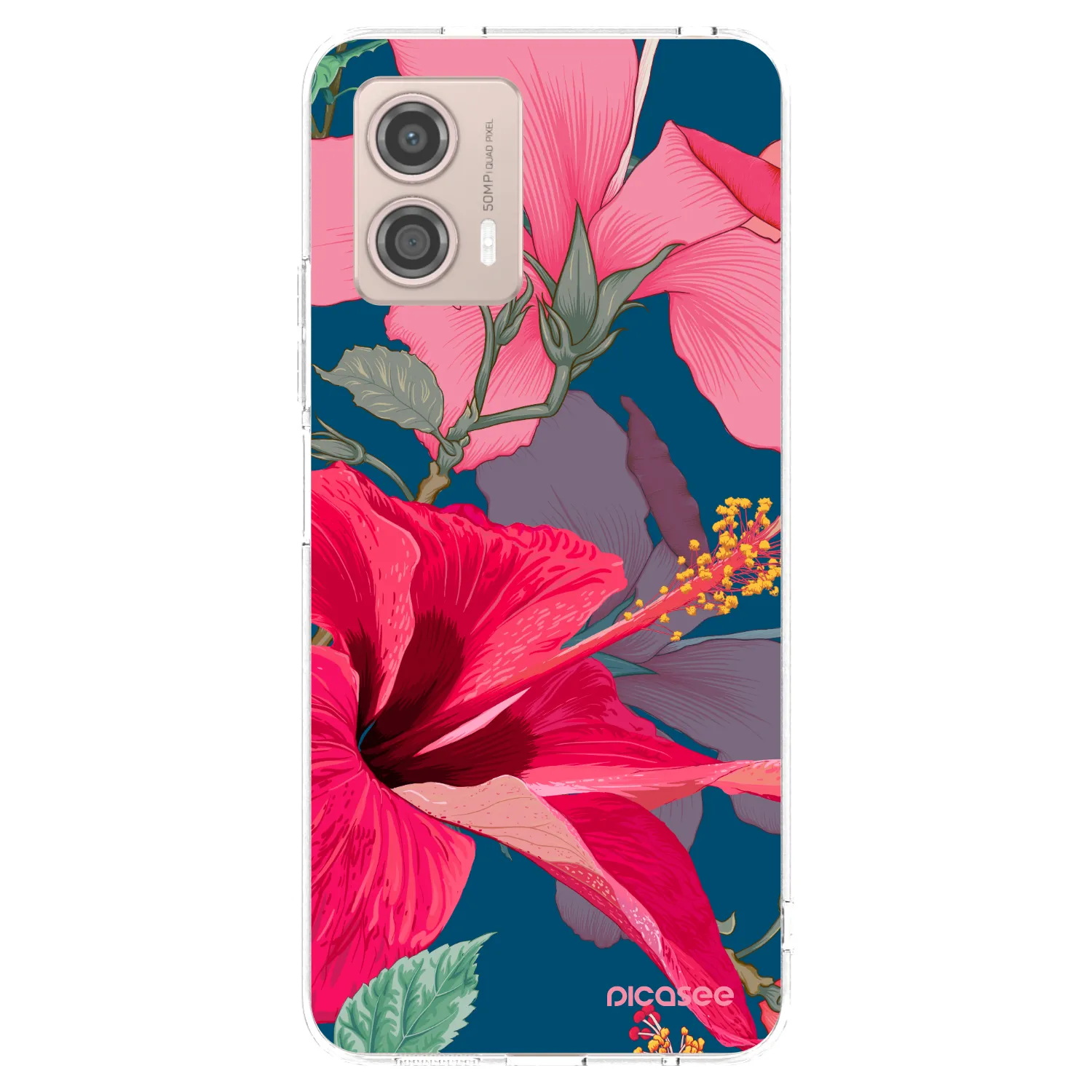 Picasee silikonska prozirna maskica za Motorola Moto G53 5G - Hibiscus