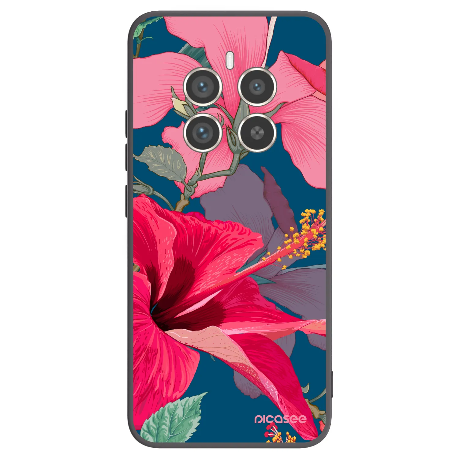 Picasee crna silikonska maskica za Realme 12 Pro 5G - Hibiscus