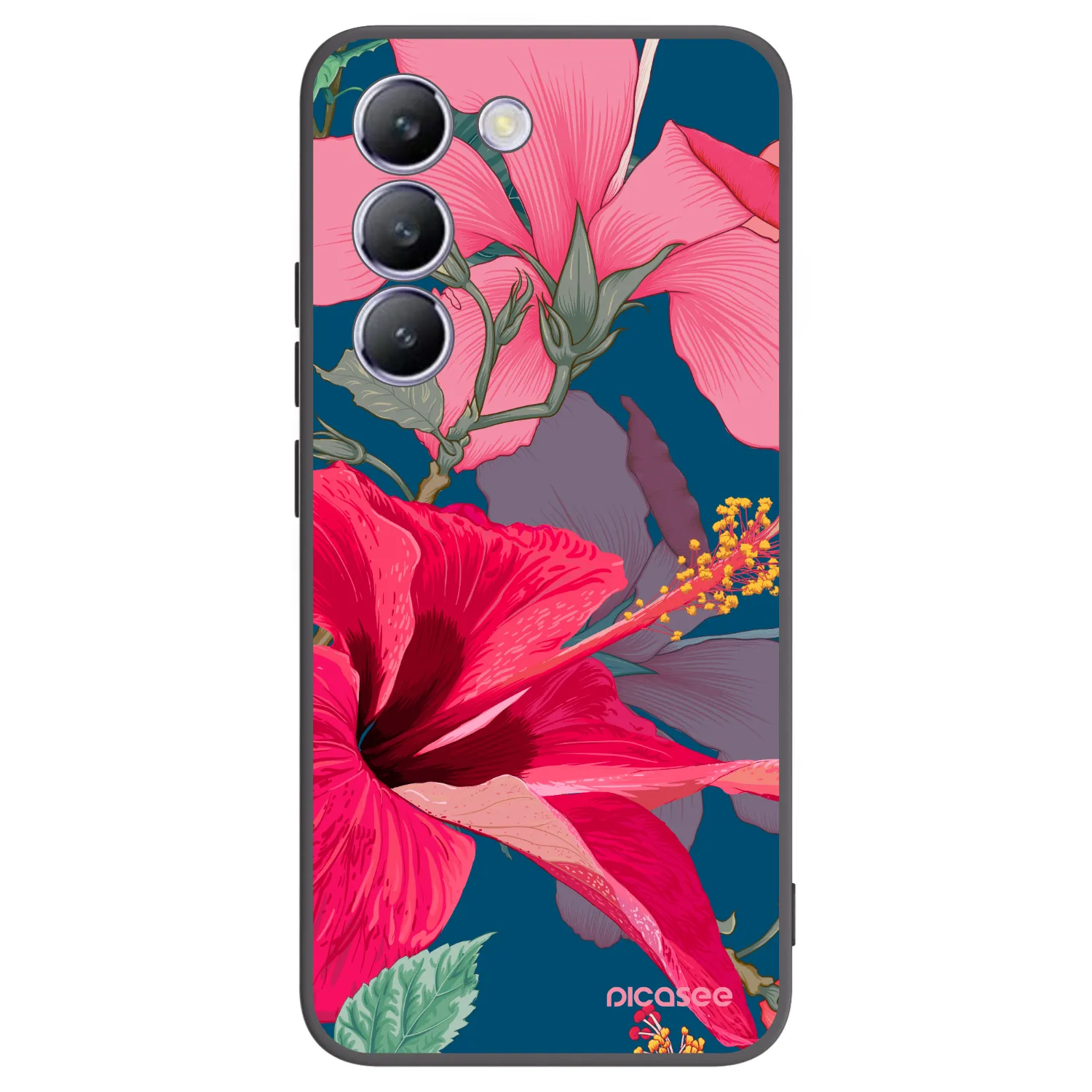 Picasee crna silikonska maskica za Vivo V40 SE 5G - Hibiscus