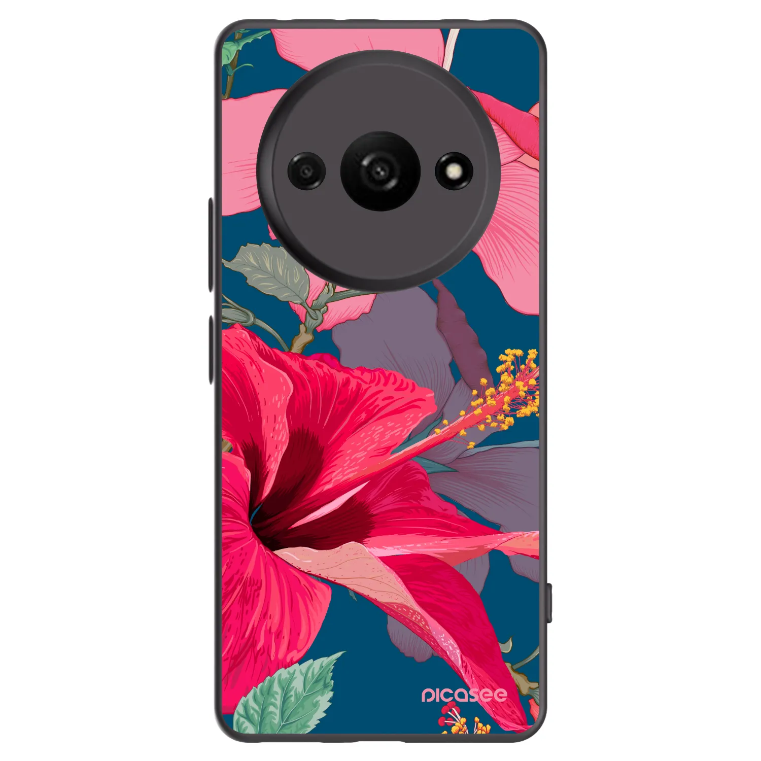 Picasee crna silikonska maskica za Xiaomi Redmi A3 - Hibiscus