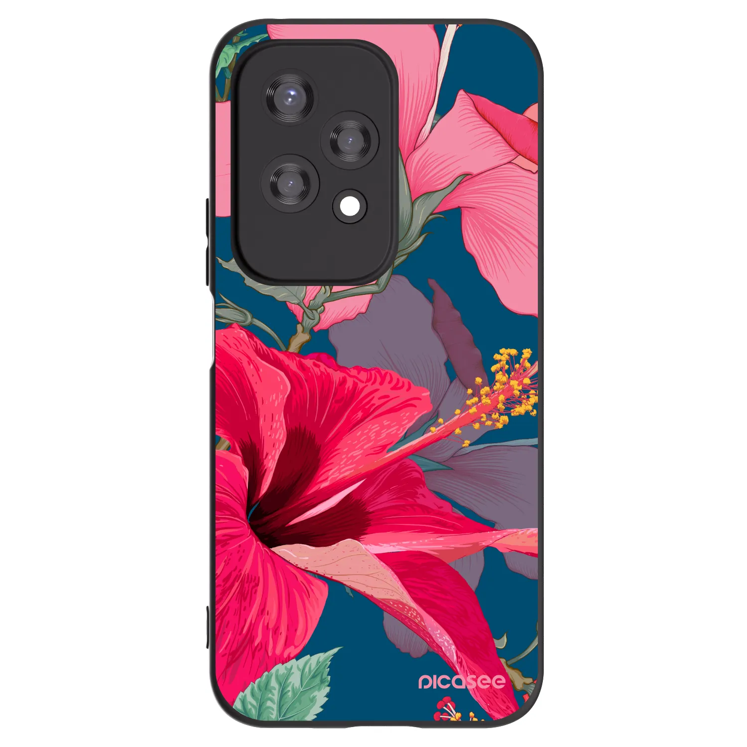 Picasee crna silikonska maskica za Honor 200 Lite - Hibiscus