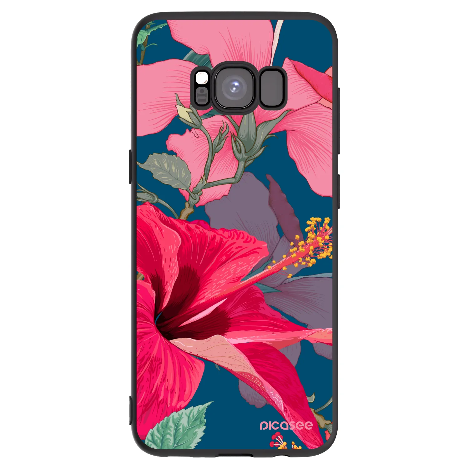 Picasee crna silikonska maskica za Samsung Galaxy S8 G950F - Hibiscus