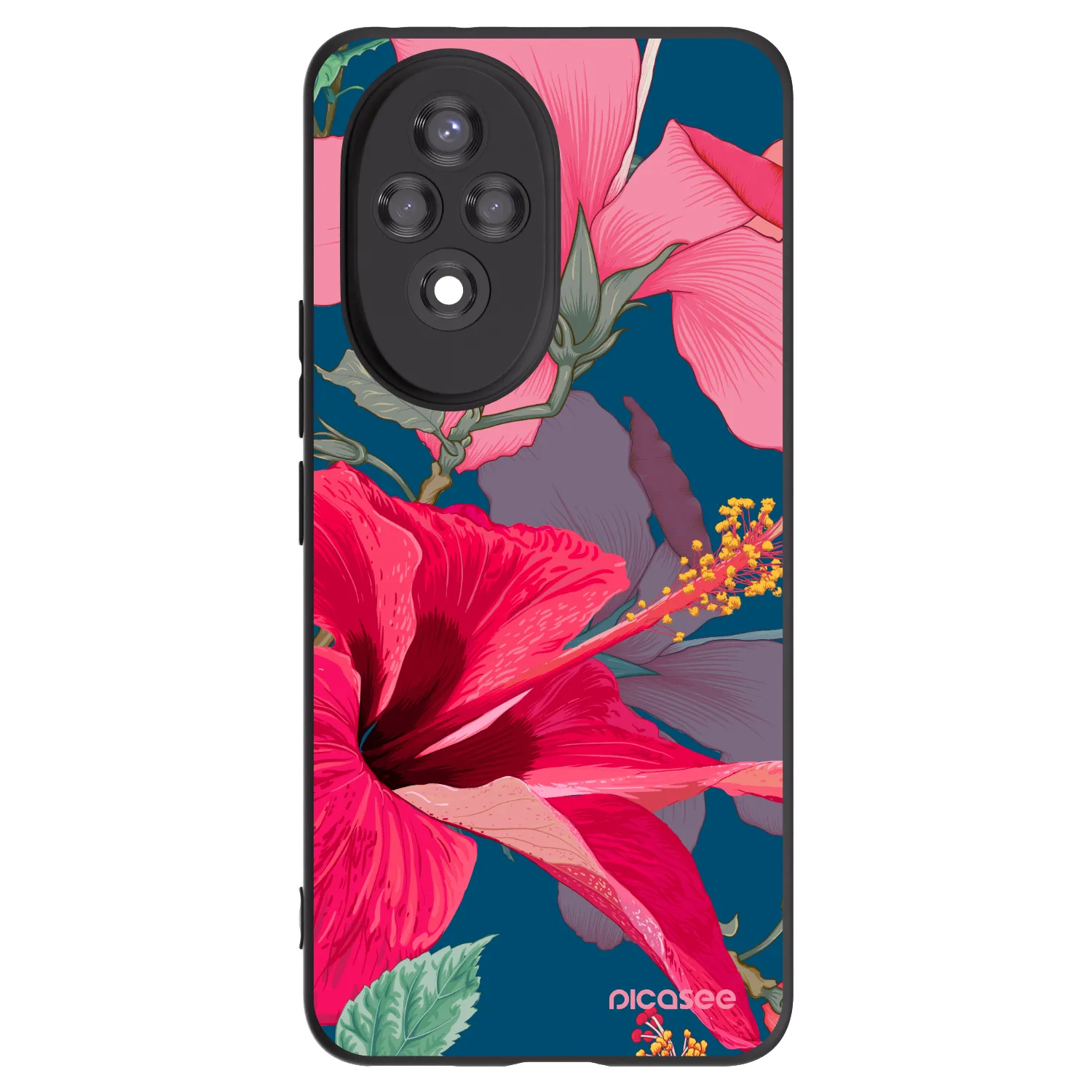 Picasee crna silikonska maskica za Honor 200 5G - Hibiscus