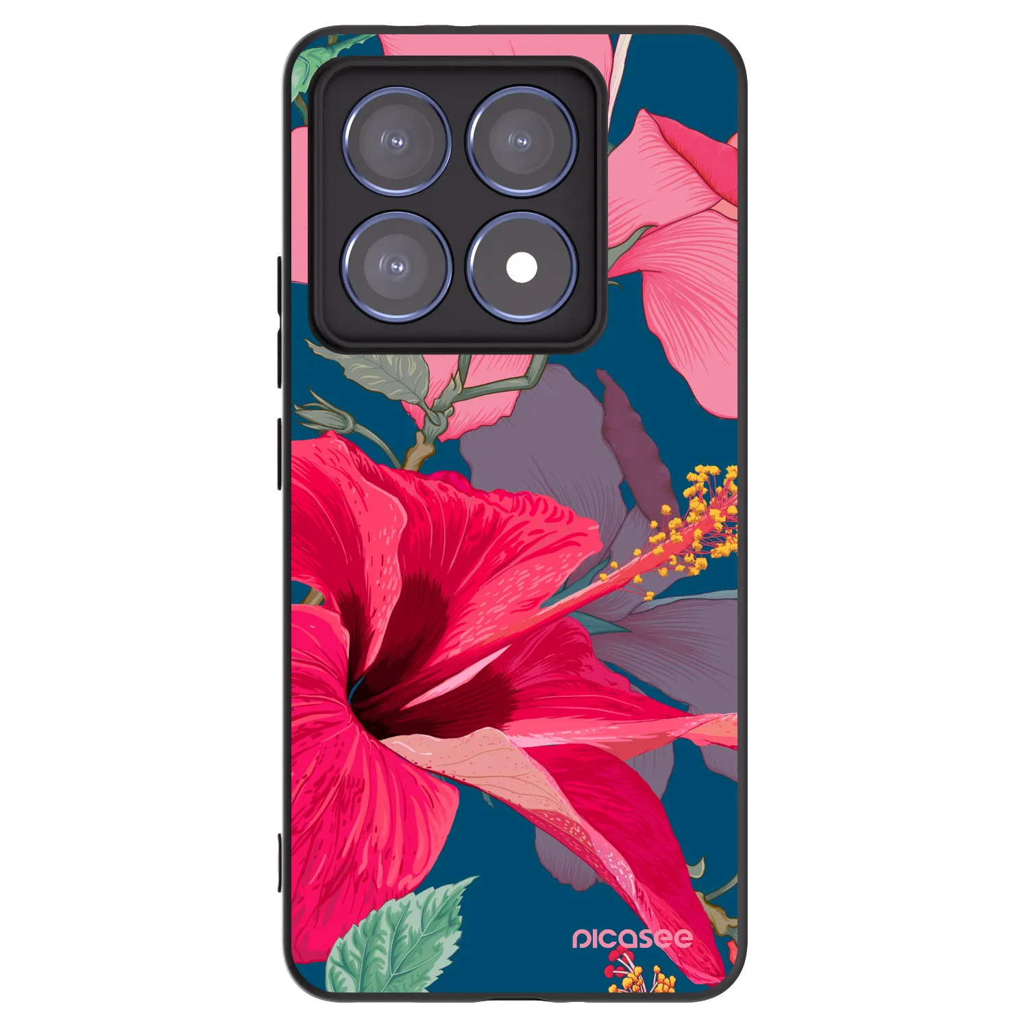 Picasee crna silikonska maskica za Xiaomi 14T Pro - Hibiscus