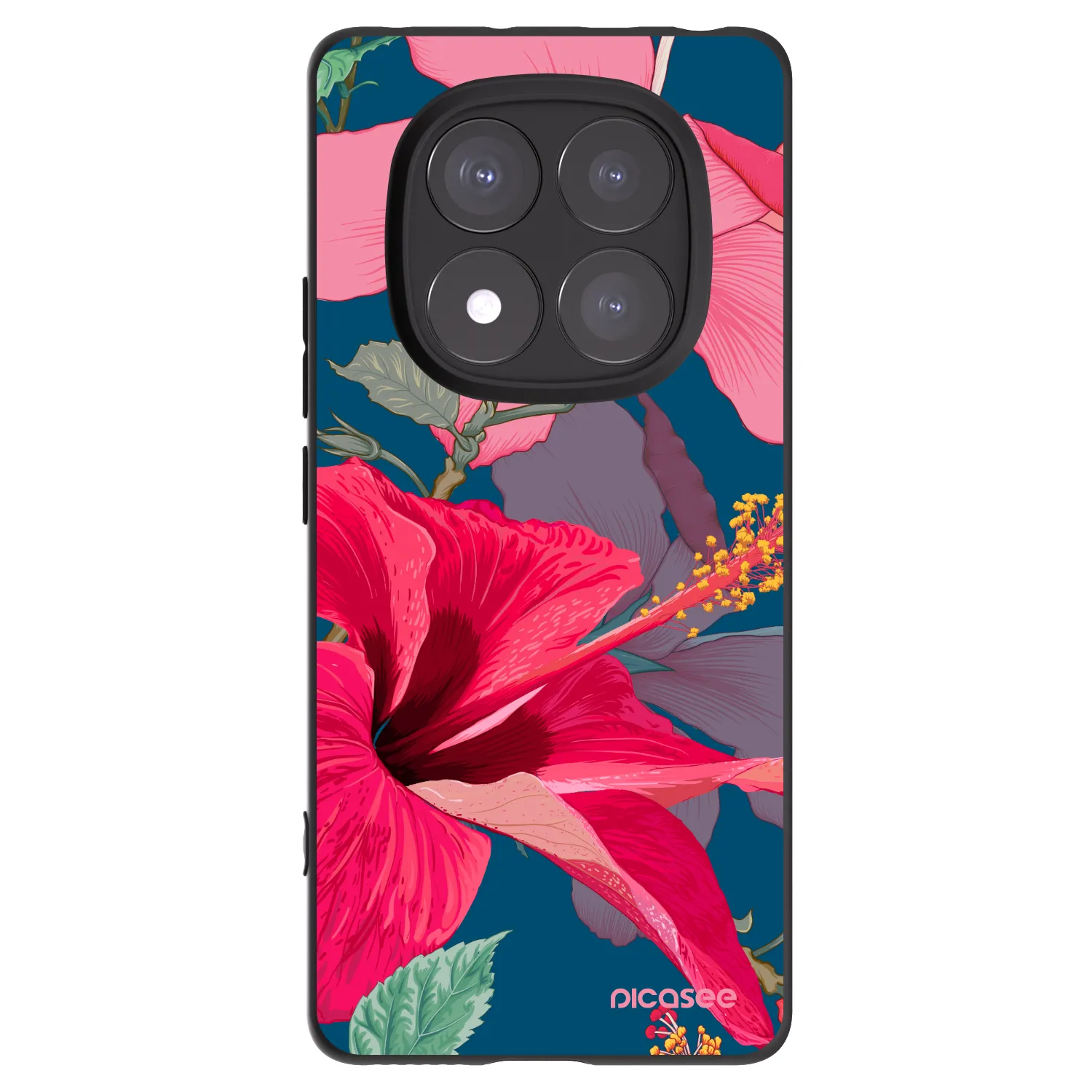 Picasee crna silikonska maskica za Xiaomi Redmi Note 14 Pro+ 5G - Hibiscus