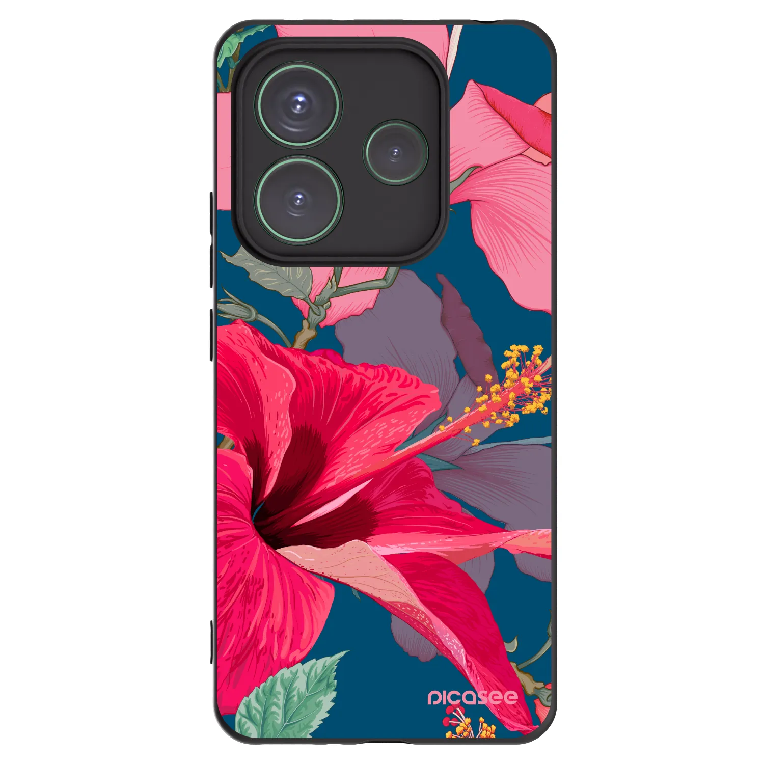 Picasee crna silikonska maskica za Xiaomi Redmi Note 14 5G - Hibiscus