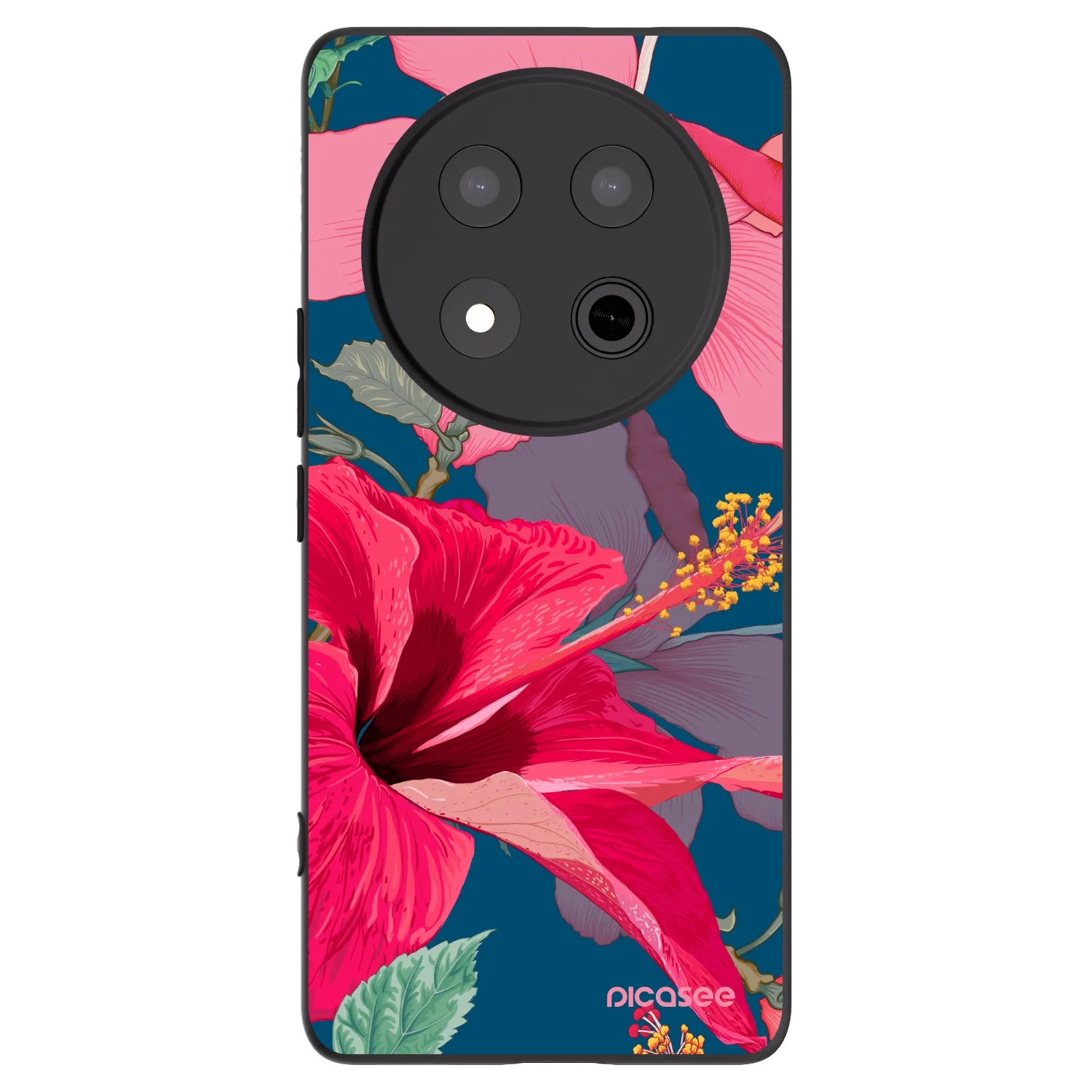 Picasee crna silikonska maskica za Honor Magic7 Lite 5G - Hibiscus