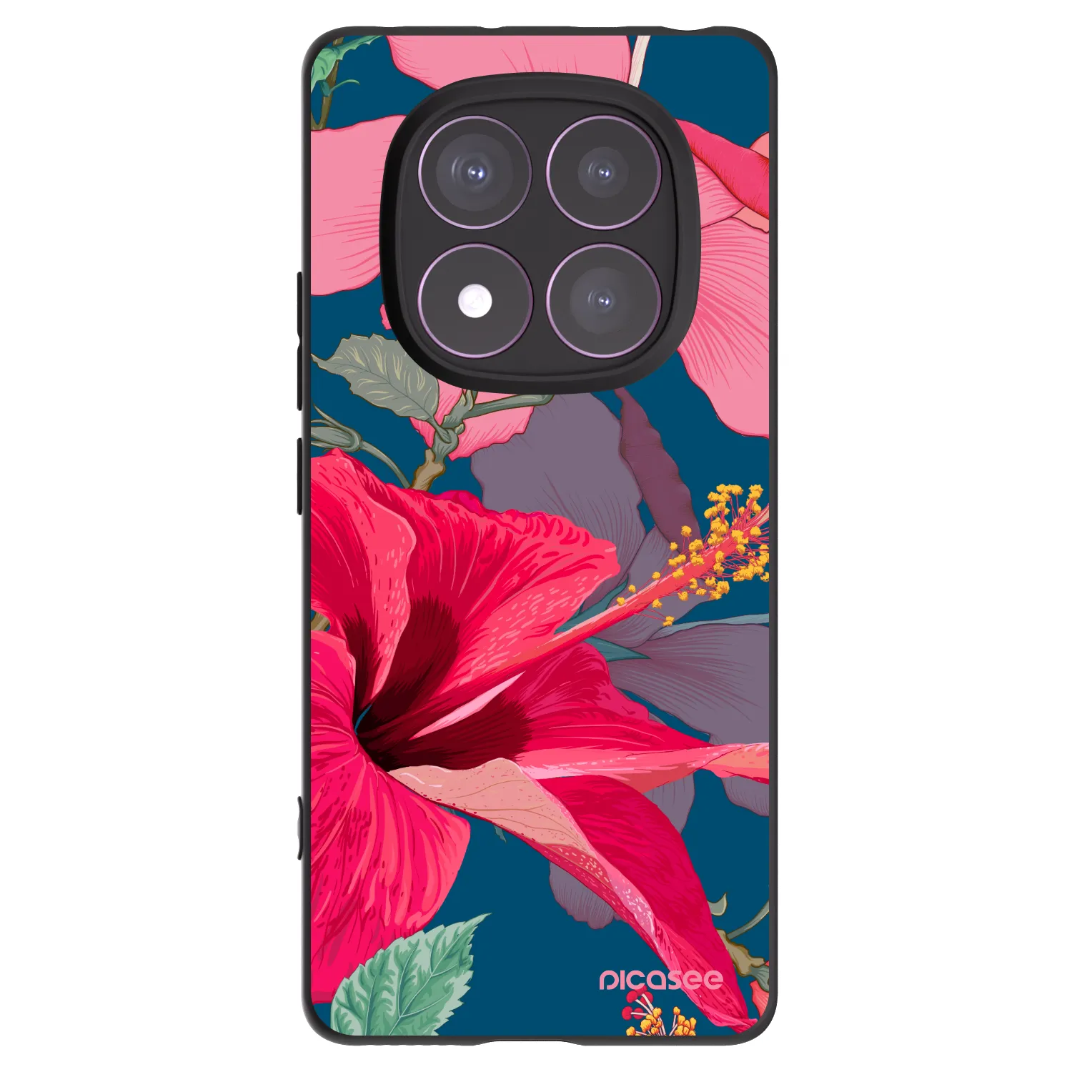 Picasee crna silikonska maskica za Xiaomi Redmi Note 14 Pro 4G - Hibiscus